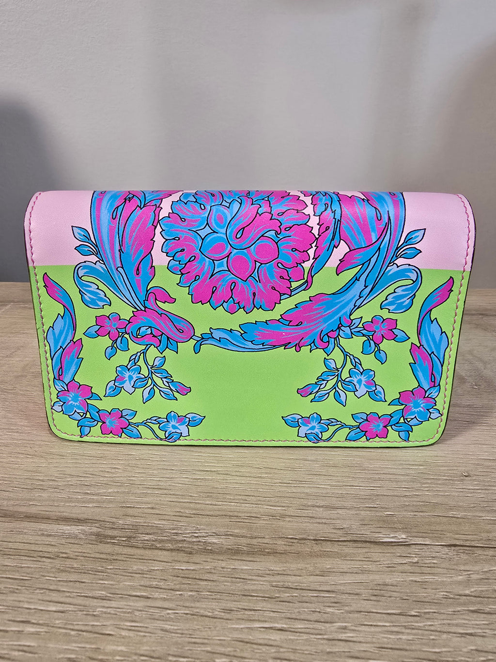 Versace Baroque Technicolor Shoulder Bag Pink Calfskin Gold Hardware