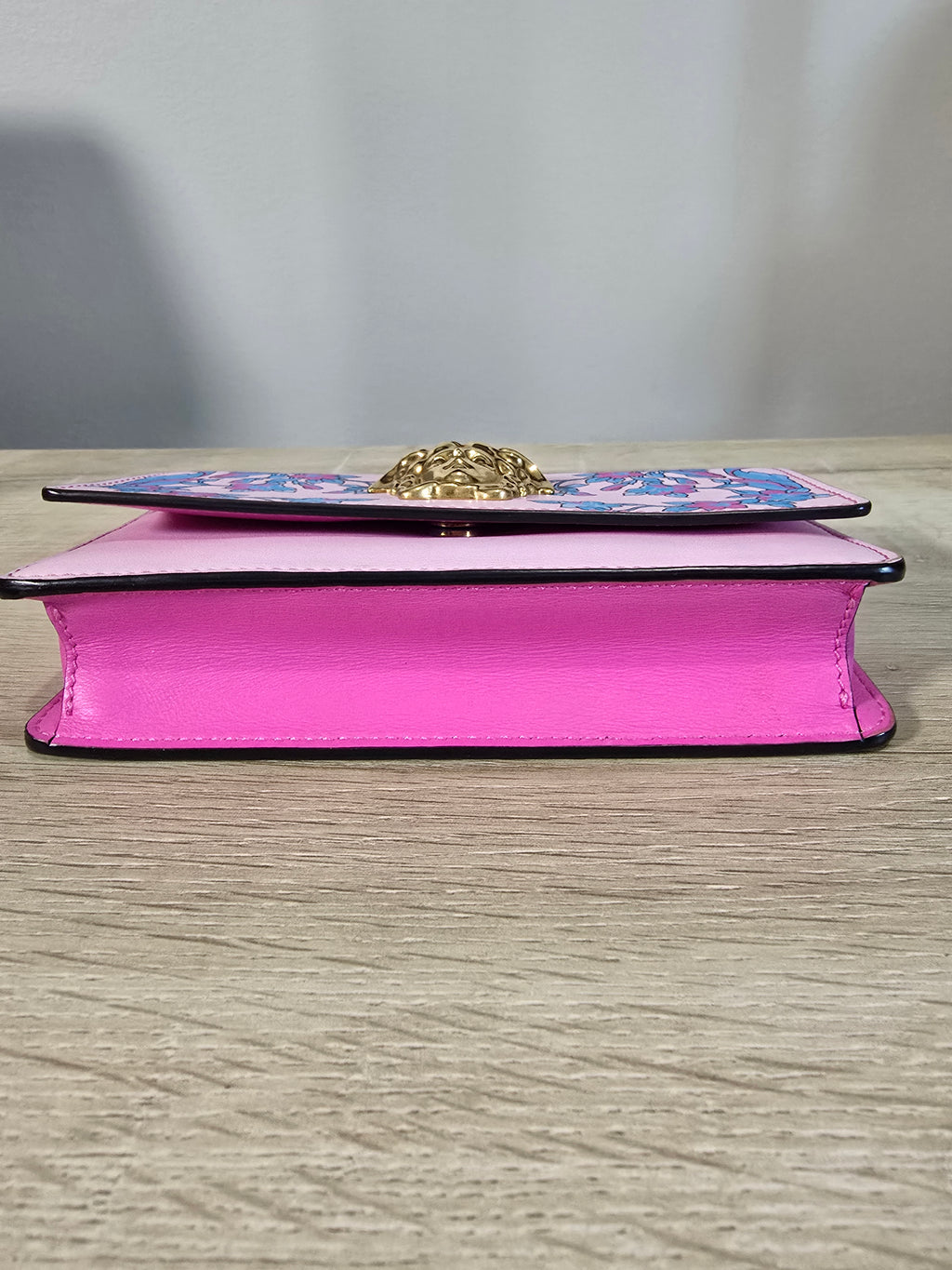 Versace Baroque Technicolor Shoulder Bag Pink Calfskin Gold Hardware