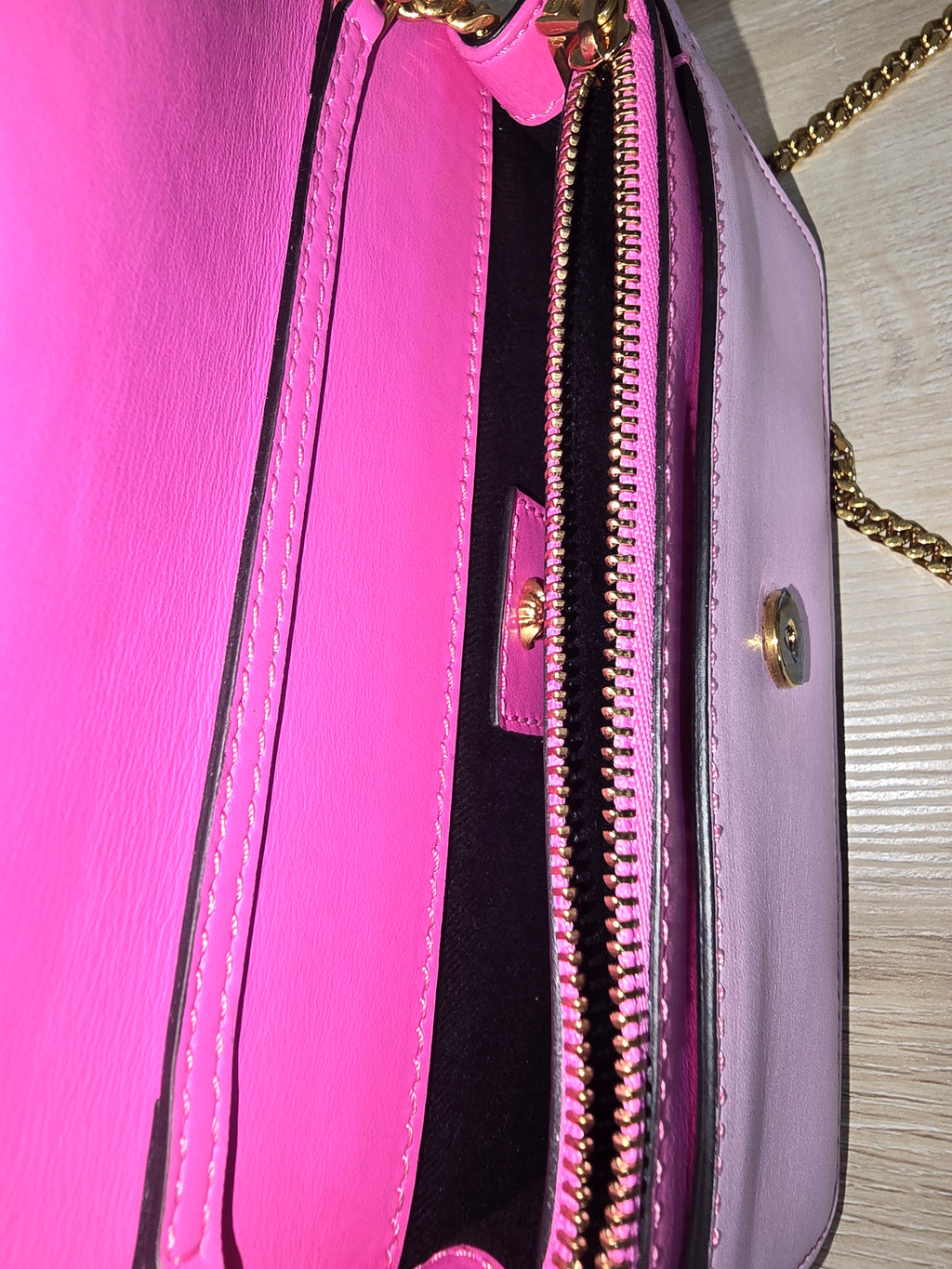 Versace Baroque Technicolor Shoulder Bag Pink Calfskin Gold Hardware
