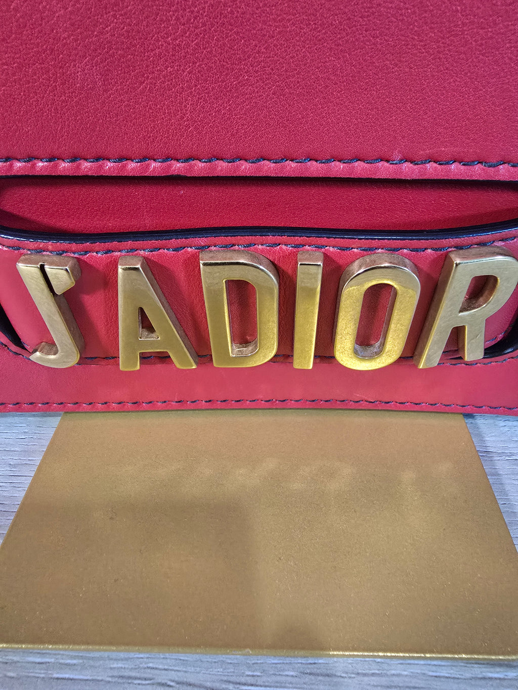 Christian Dior J'Adior Chain Flap Bag Red Smooth Leather Gold Hardware
