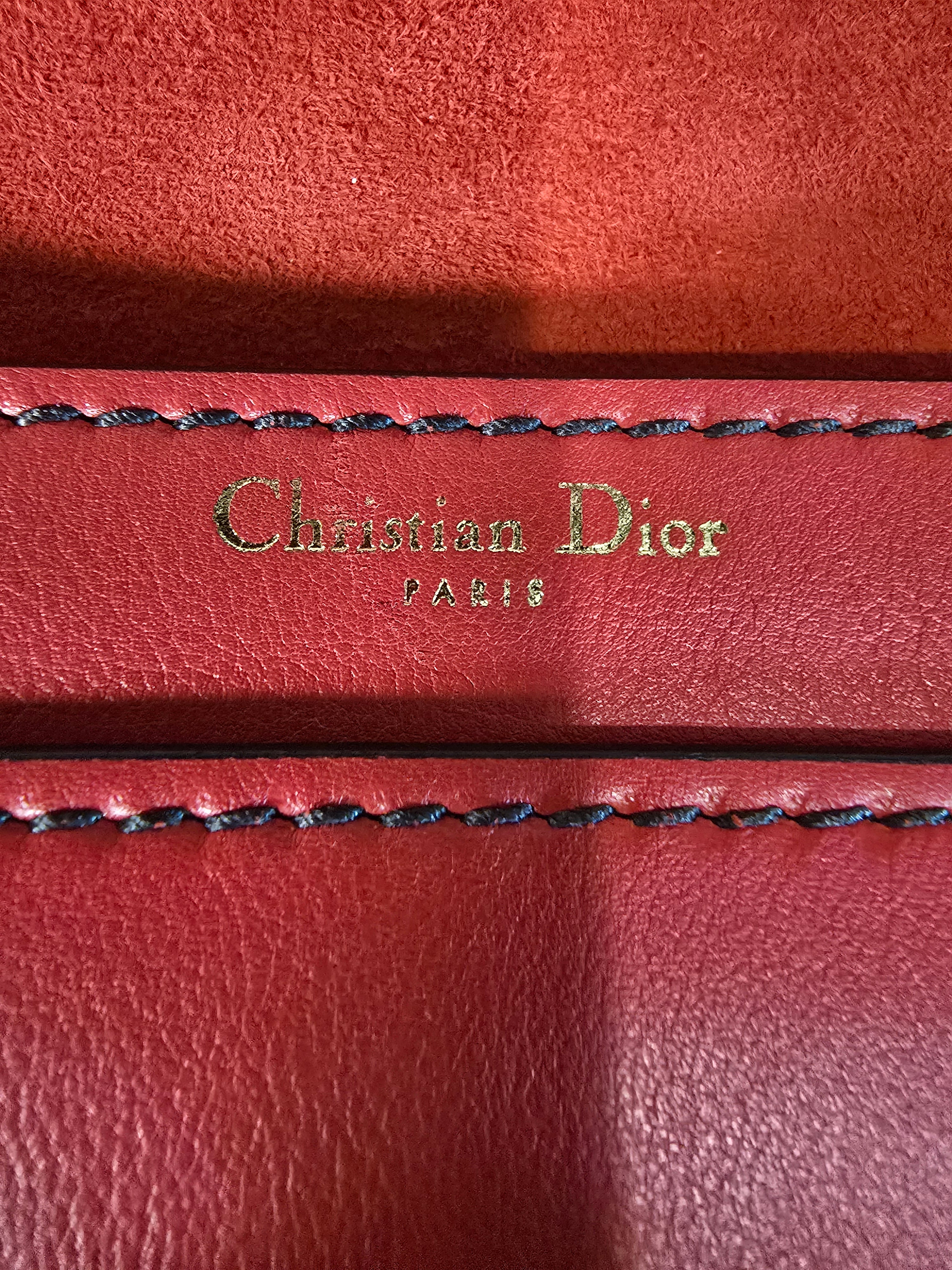 Christian Dior J'Adior Chain Flap Bag Red Smooth Leather Gold Hardware