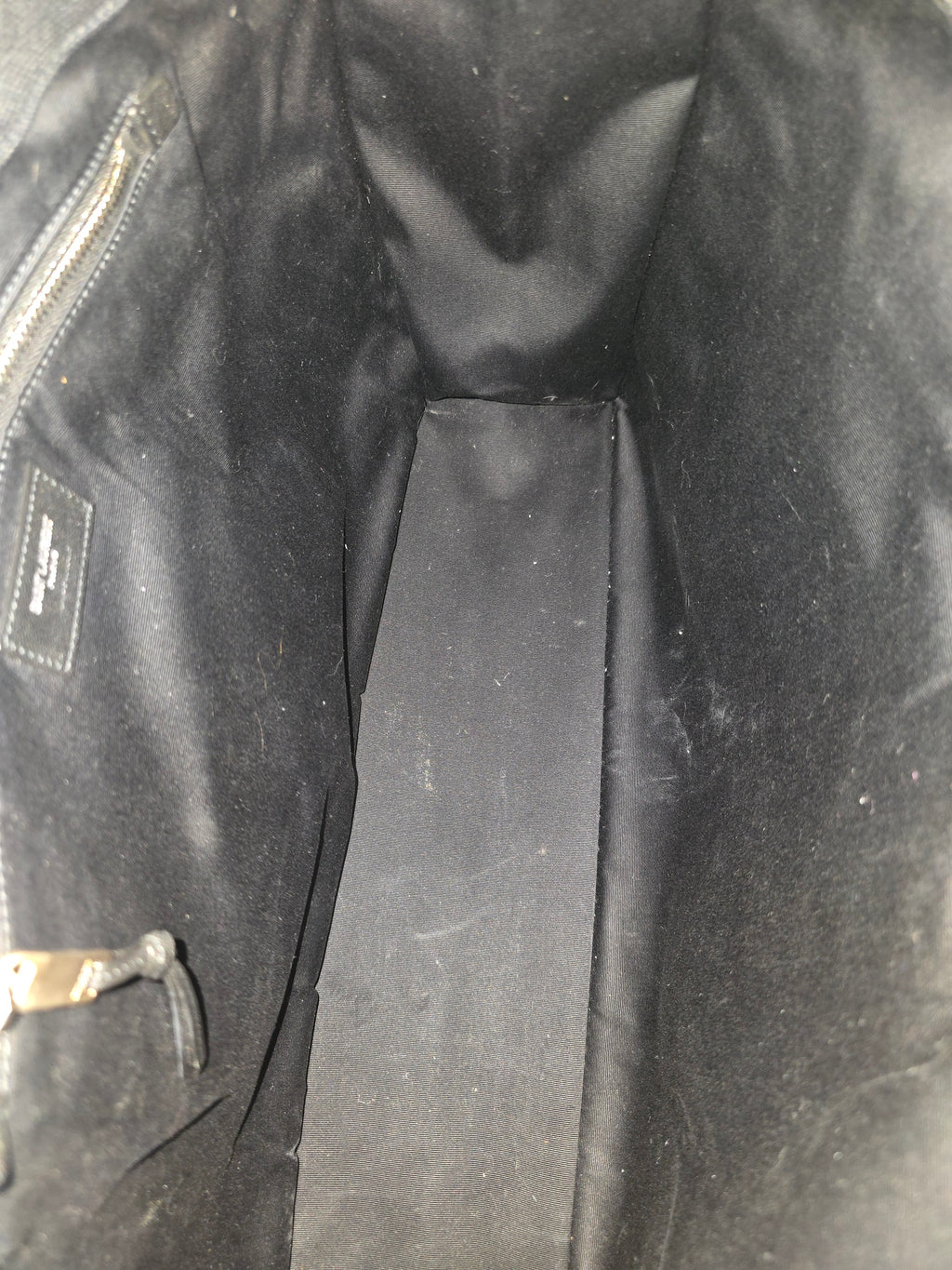 Saint Laurent Rive Gauche Tote Bag Black Raffia Leather Silver Hardware