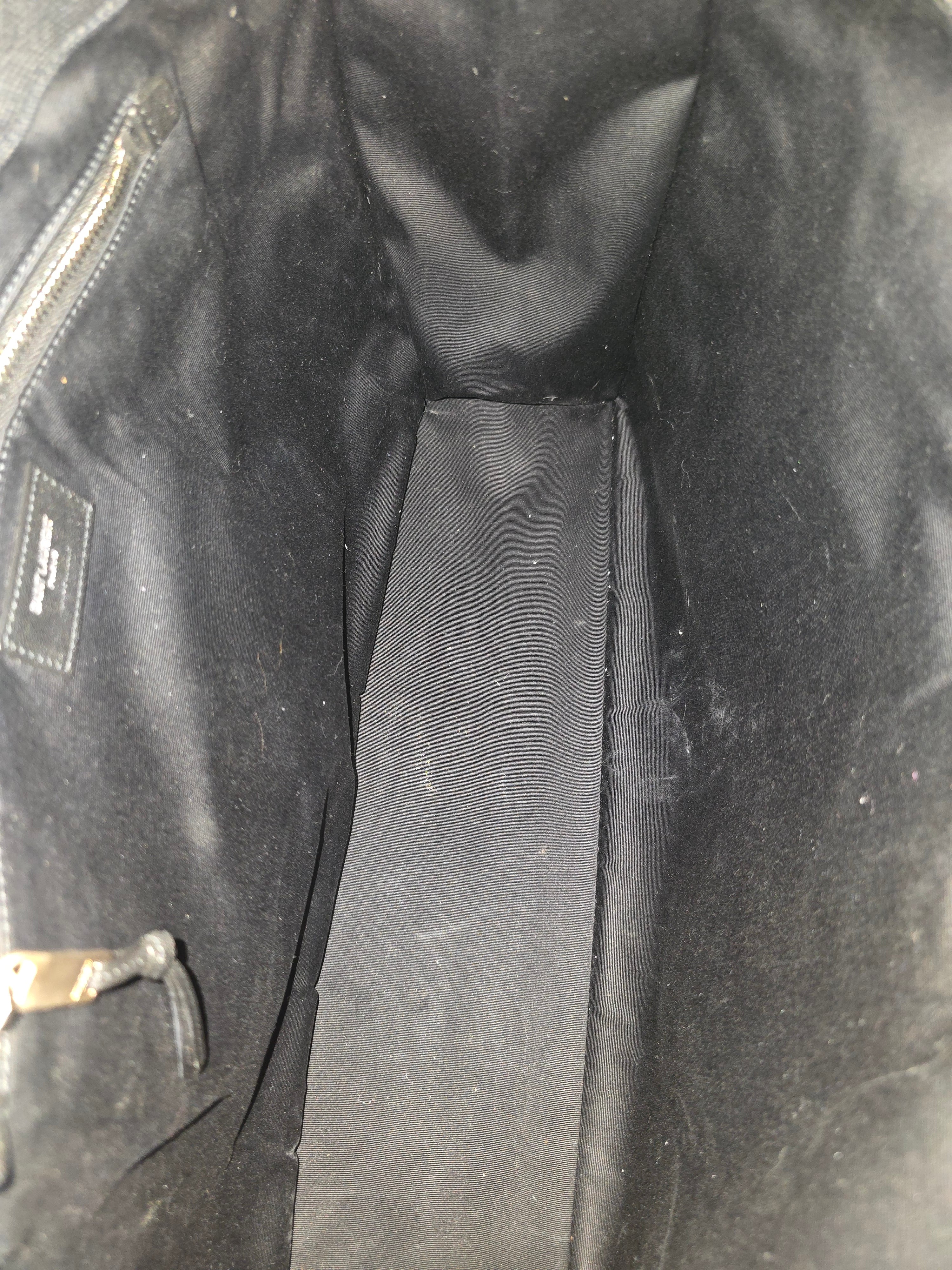 Saint Laurent Rive Gauche Tote Bag Black Raffia Leather Silver Hardware