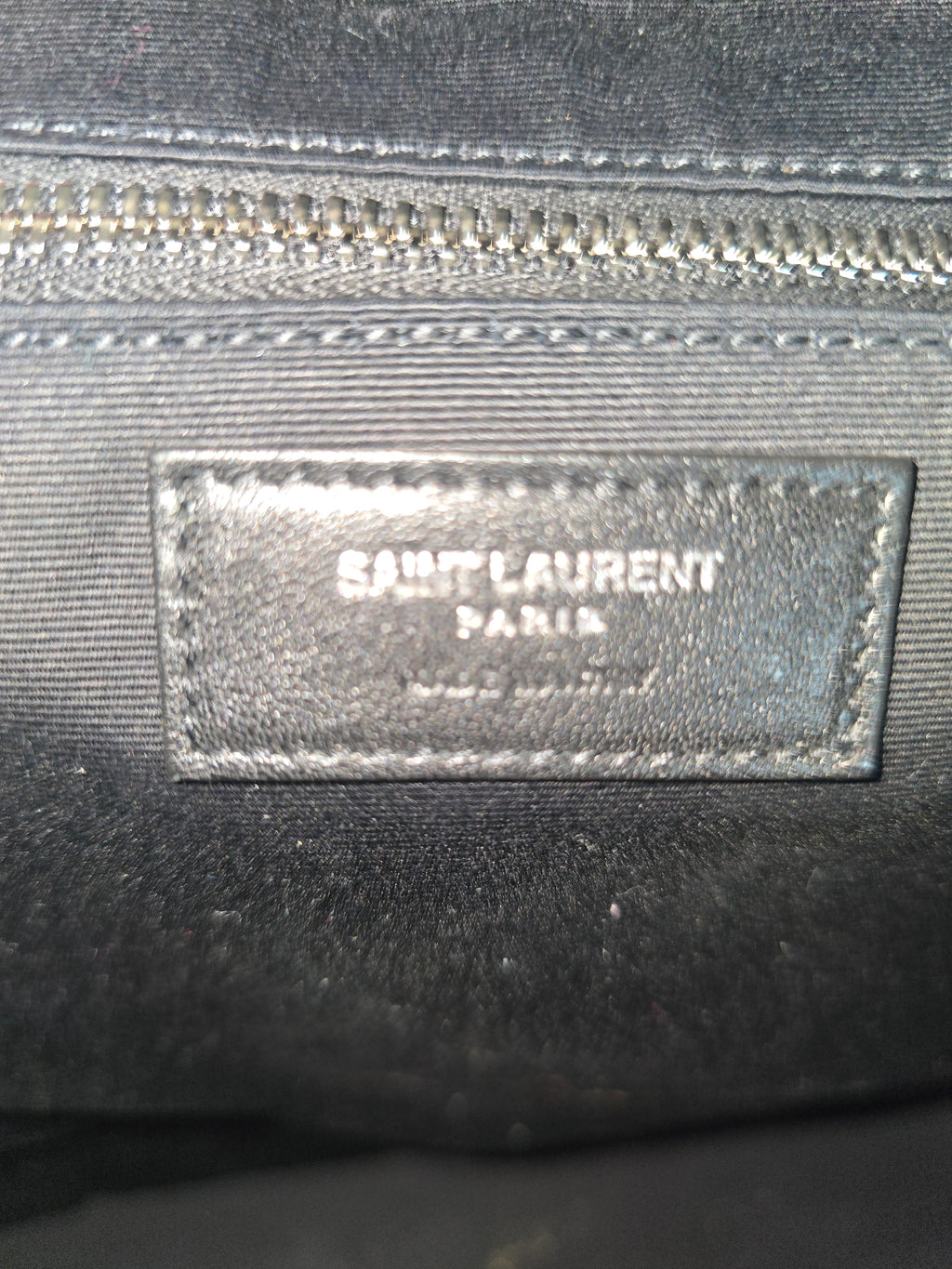 Saint Laurent Rive Gauche Tote Bag Black Raffia Leather Silver Hardware