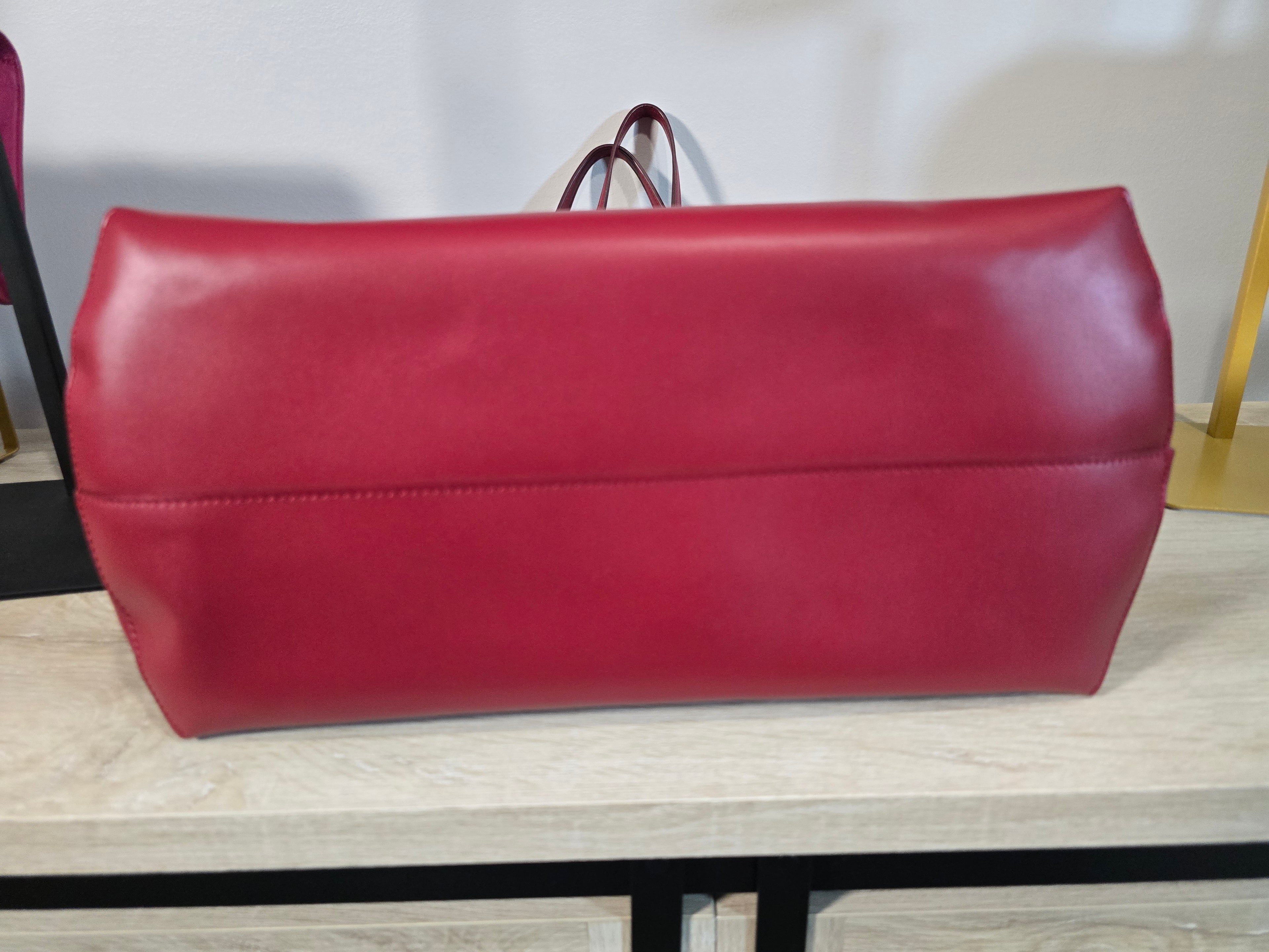 Fendi Monster Eyes Shopping Tote Red Snakeskin Silver Hardware