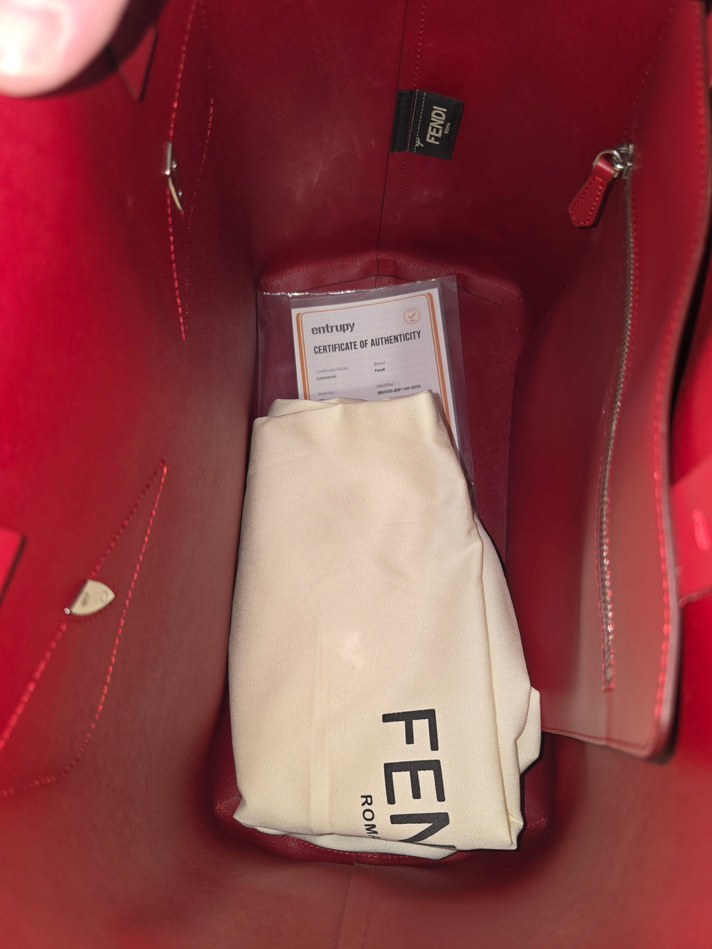 Fendi Monster Eyes Shopping Tote Red Snakeskin Silver Hardware