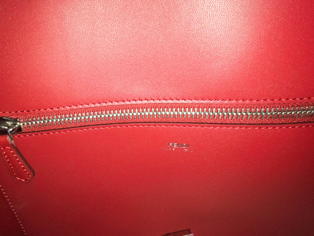 Fendi Monster Eyes Shopping Tote Red Snakeskin Silver Hardware