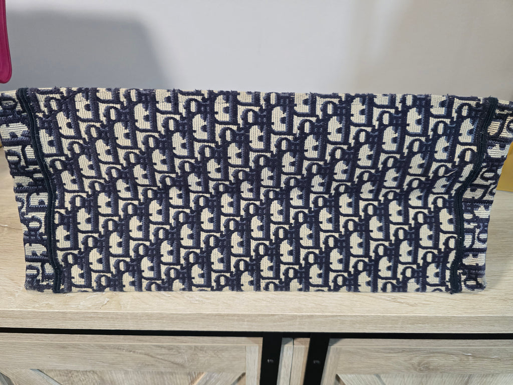 Christian Dior CD2 Book Tote Blue Oblique Canvas