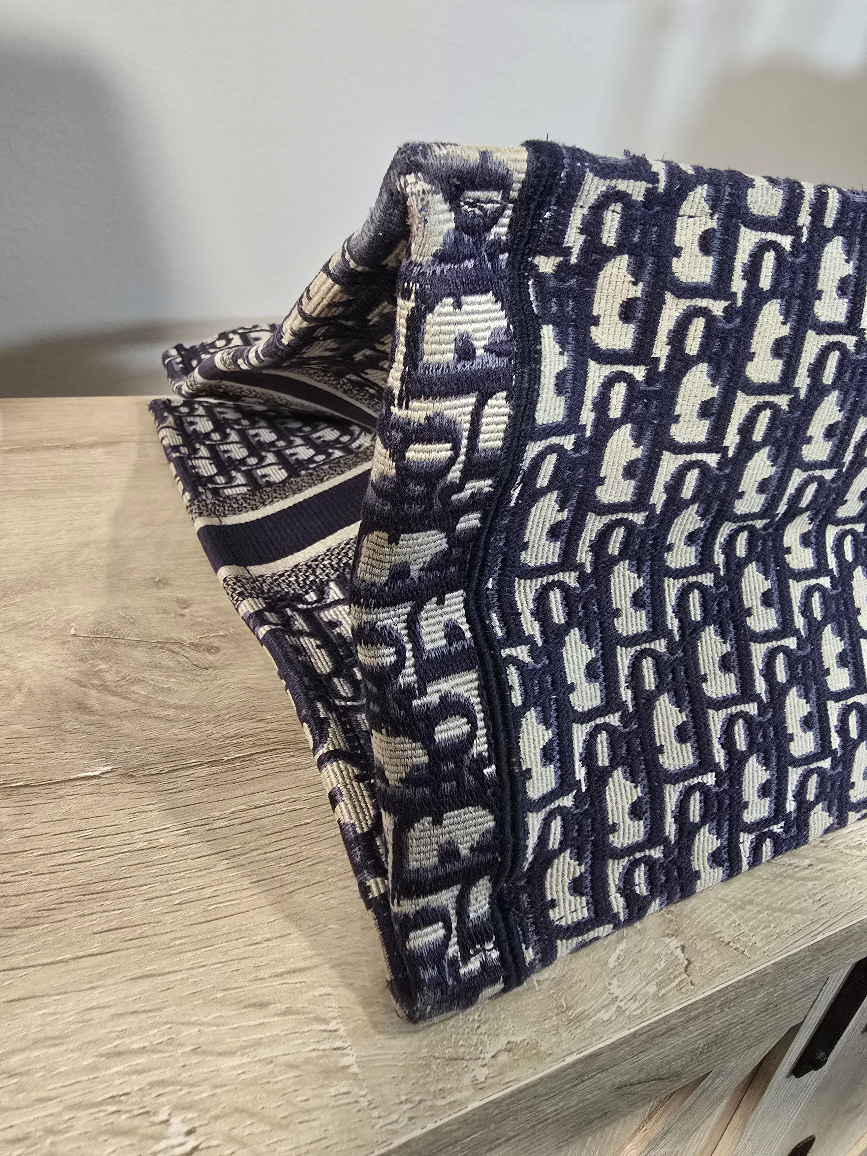 Christian Dior CD2 Book Tote Blue Oblique Canvas