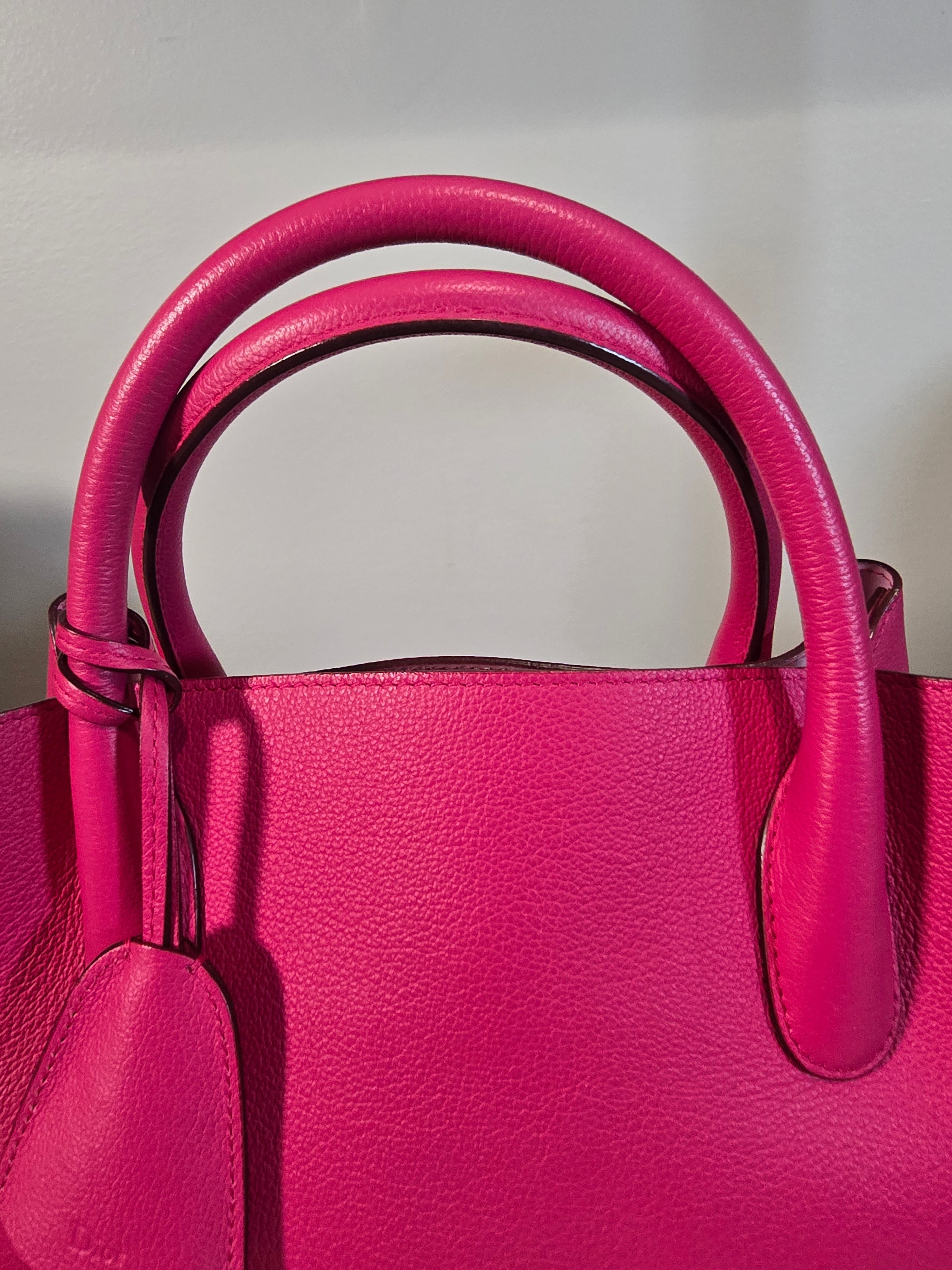Christian Dior Small Open Bar Tote Hot Pink Grained Calfskin Silver Hardware