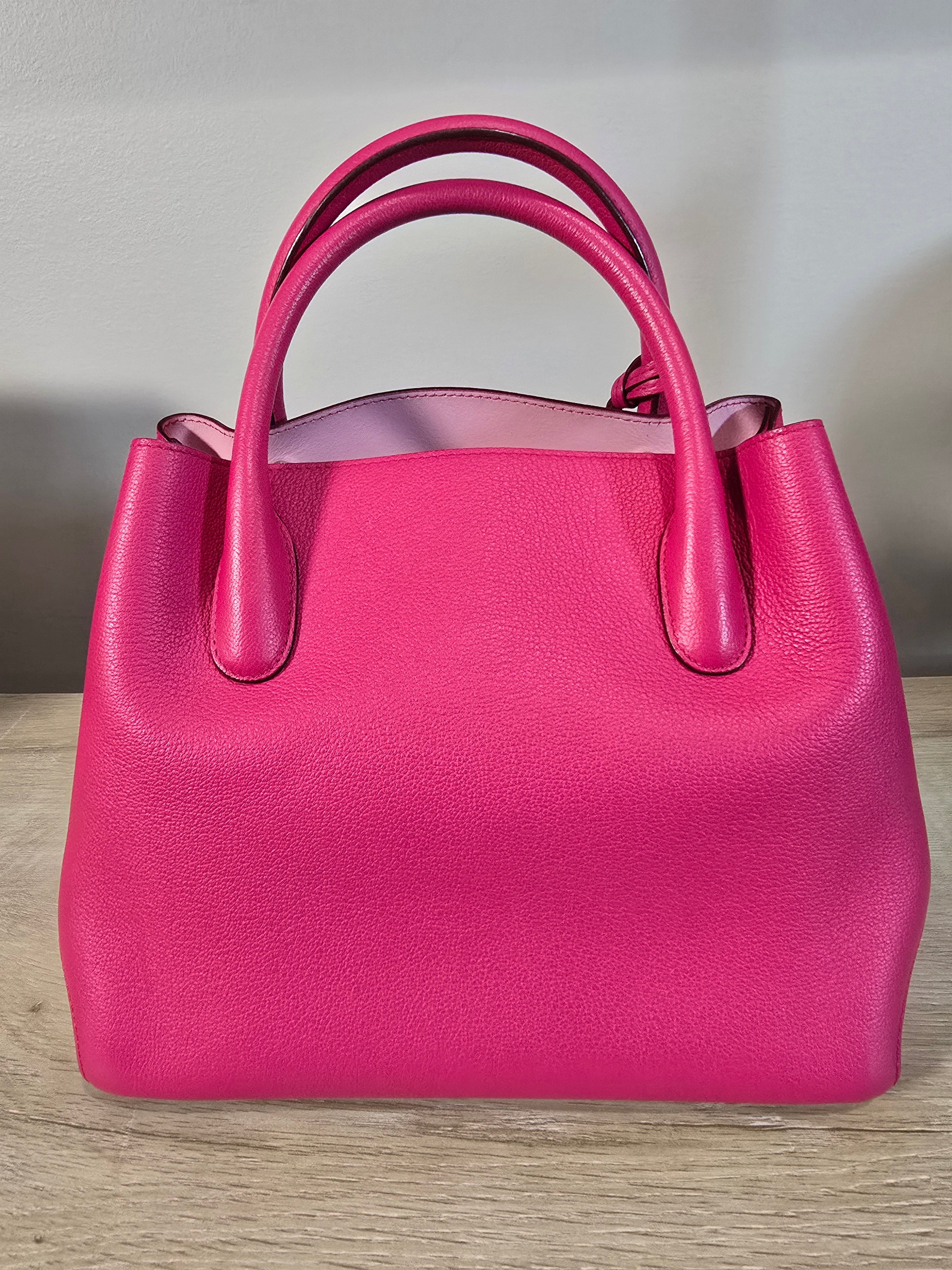 Christian Dior Small Open Bar Tote Hot Pink Grained Calfskin Silver Hardware