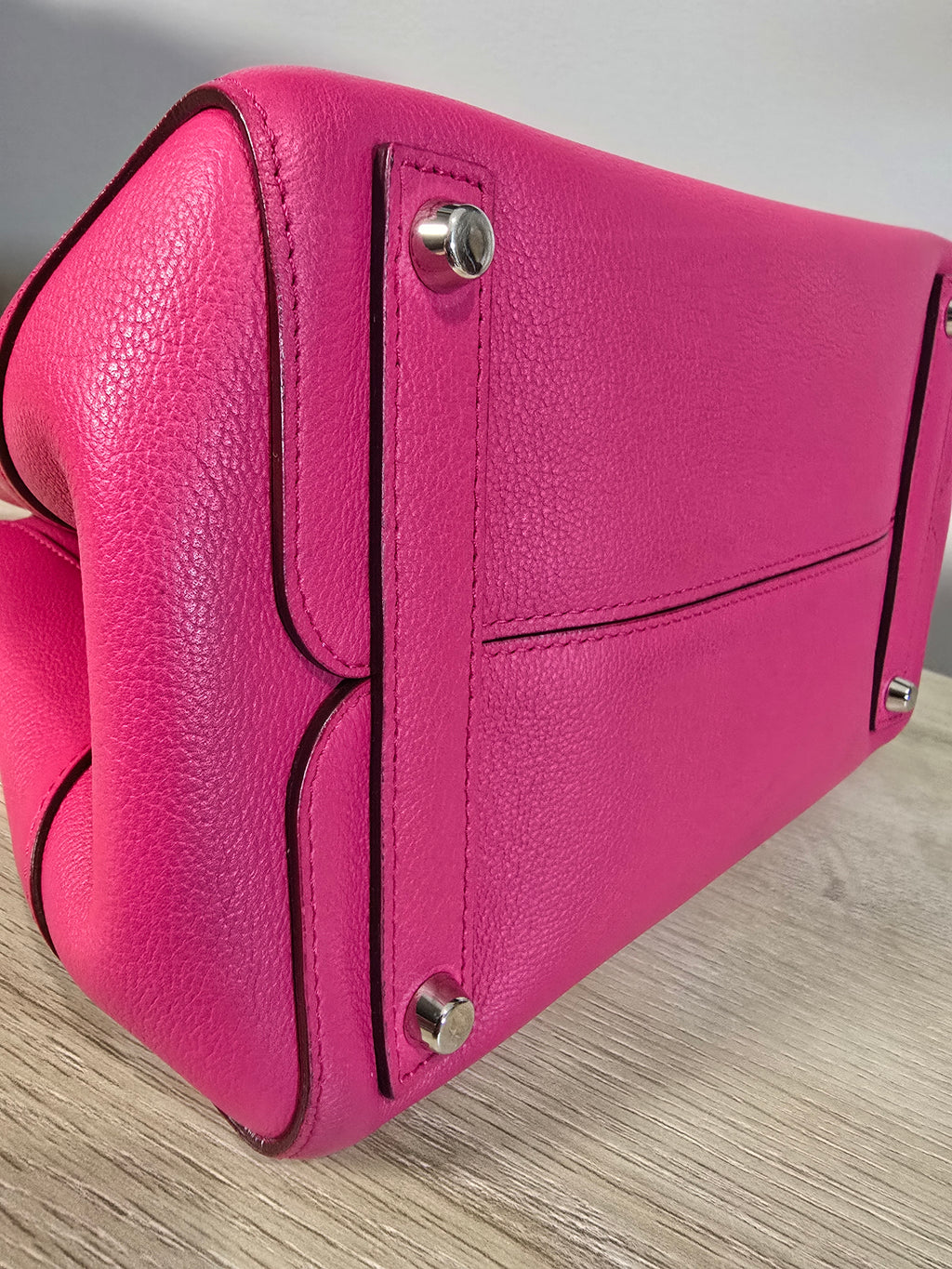 Christian Dior Small Open Bar Tote Hot Pink Grained Calfskin Silver Hardware