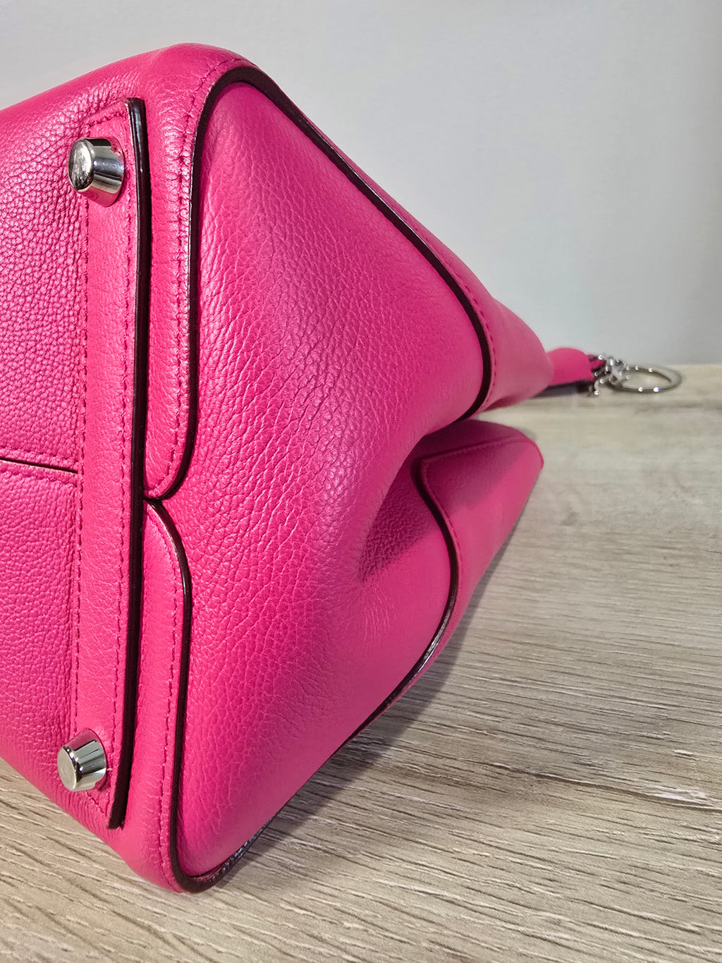 Christian Dior Small Open Bar Tote Hot Pink Grained Calfskin Silver Hardware