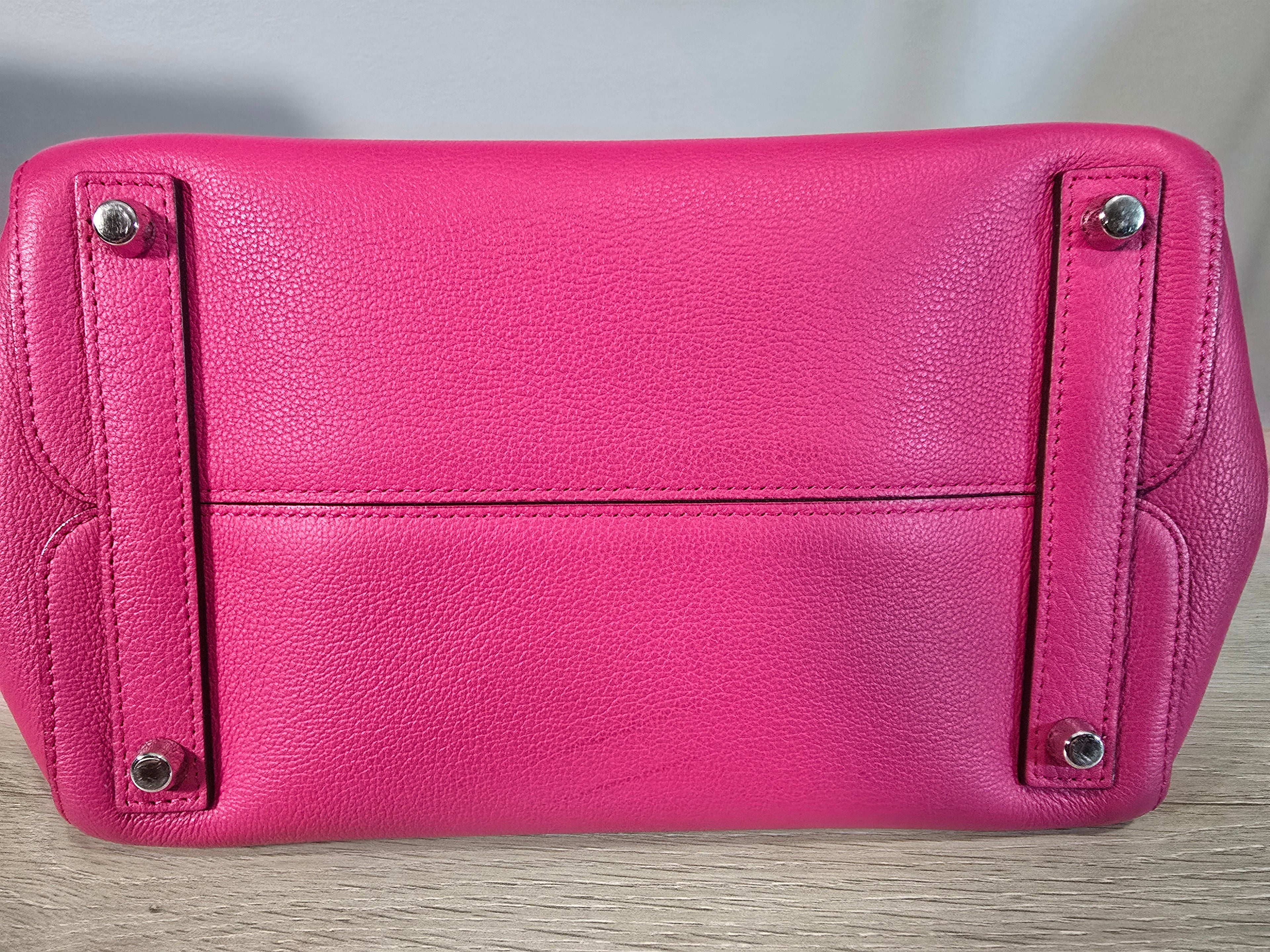 Christian Dior Small Open Bar Tote Hot Pink Grained Calfskin Silver Hardware