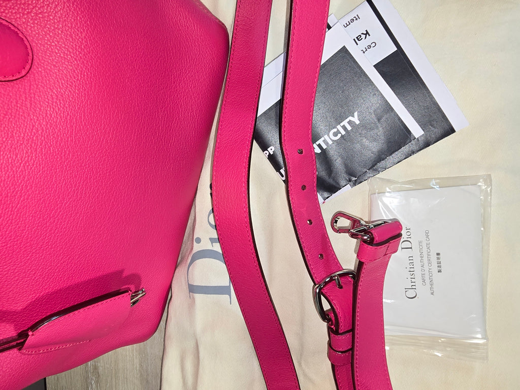 Christian Dior Small Open Bar Tote Hot Pink Grained Calfskin Silver Hardware