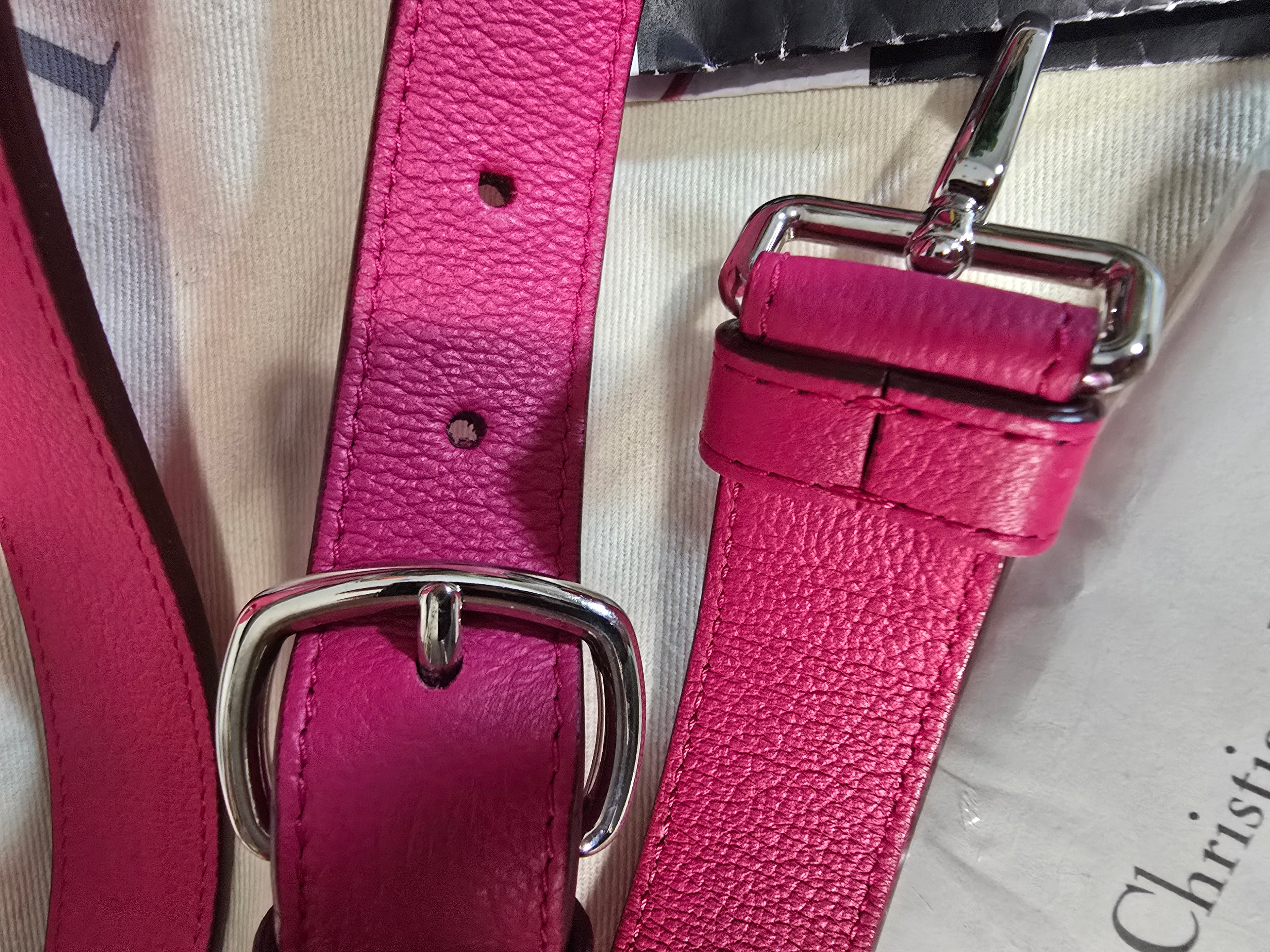 Christian Dior Small Open Bar Tote Hot Pink Grained Calfskin Silver Hardware