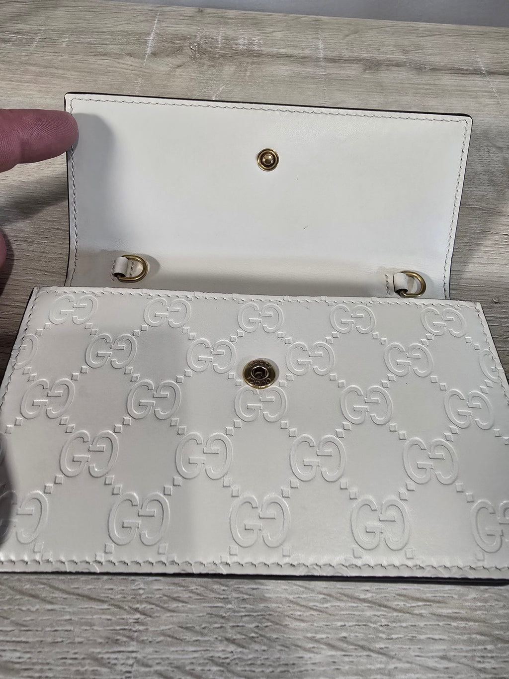 Gucci GG Leather Cherries Mini Bag White Gold Chain