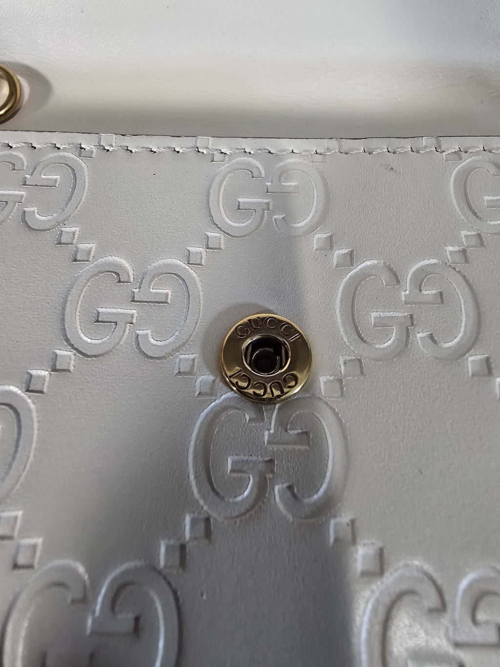 Gucci GG Leather Cherries Mini Bag White Gold Chain