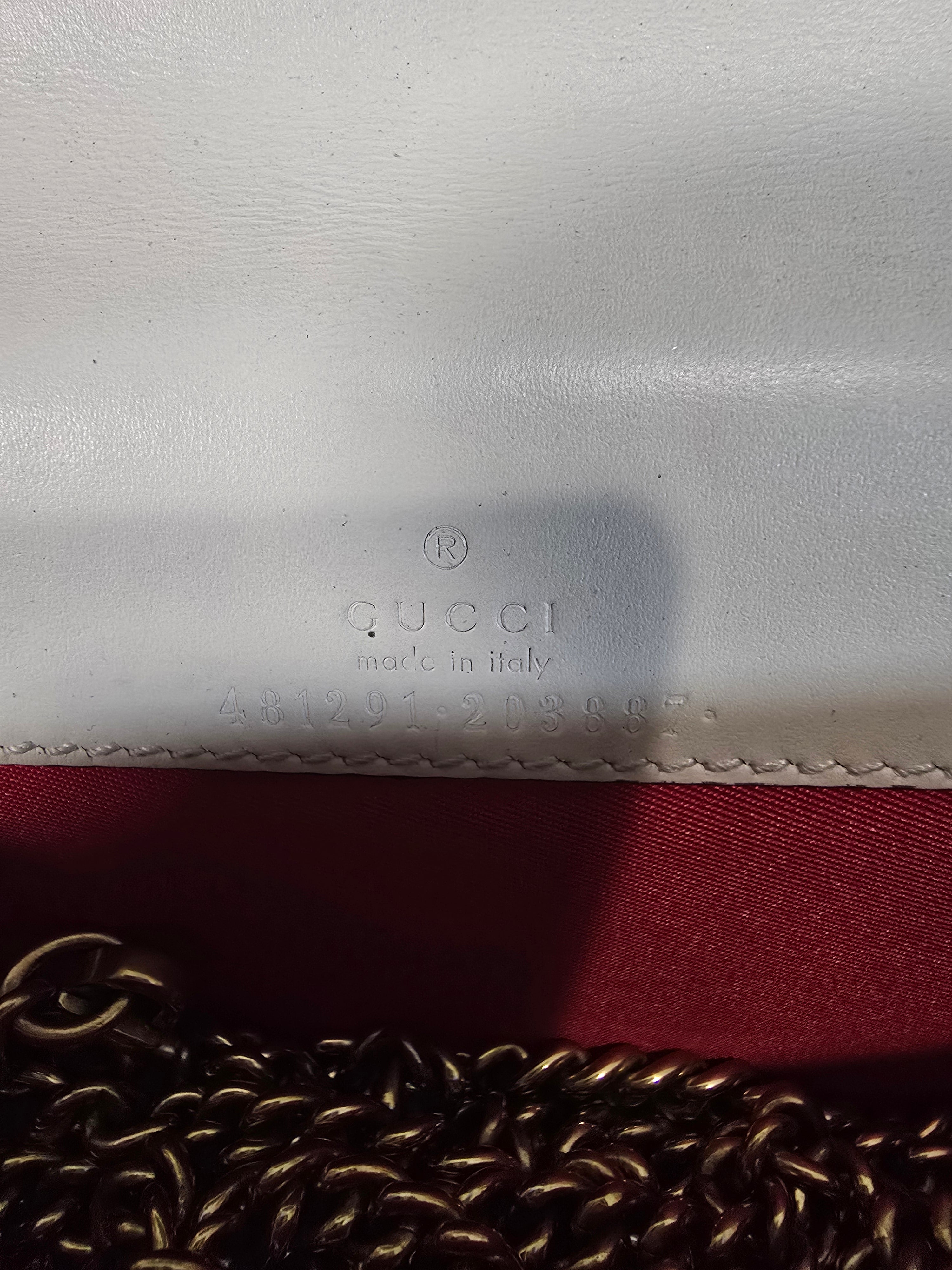 Gucci GG Leather Cherries Mini Bag White Gold Chain