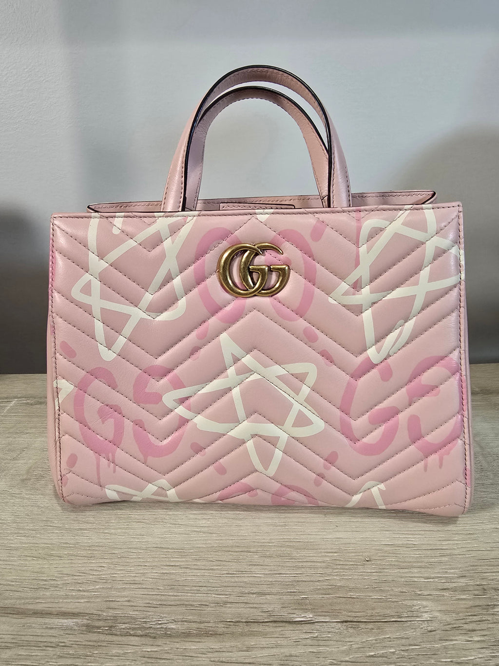 Gucci GucciGhost Small GG Marmont Shoulder Bag Pink Gold Hardware