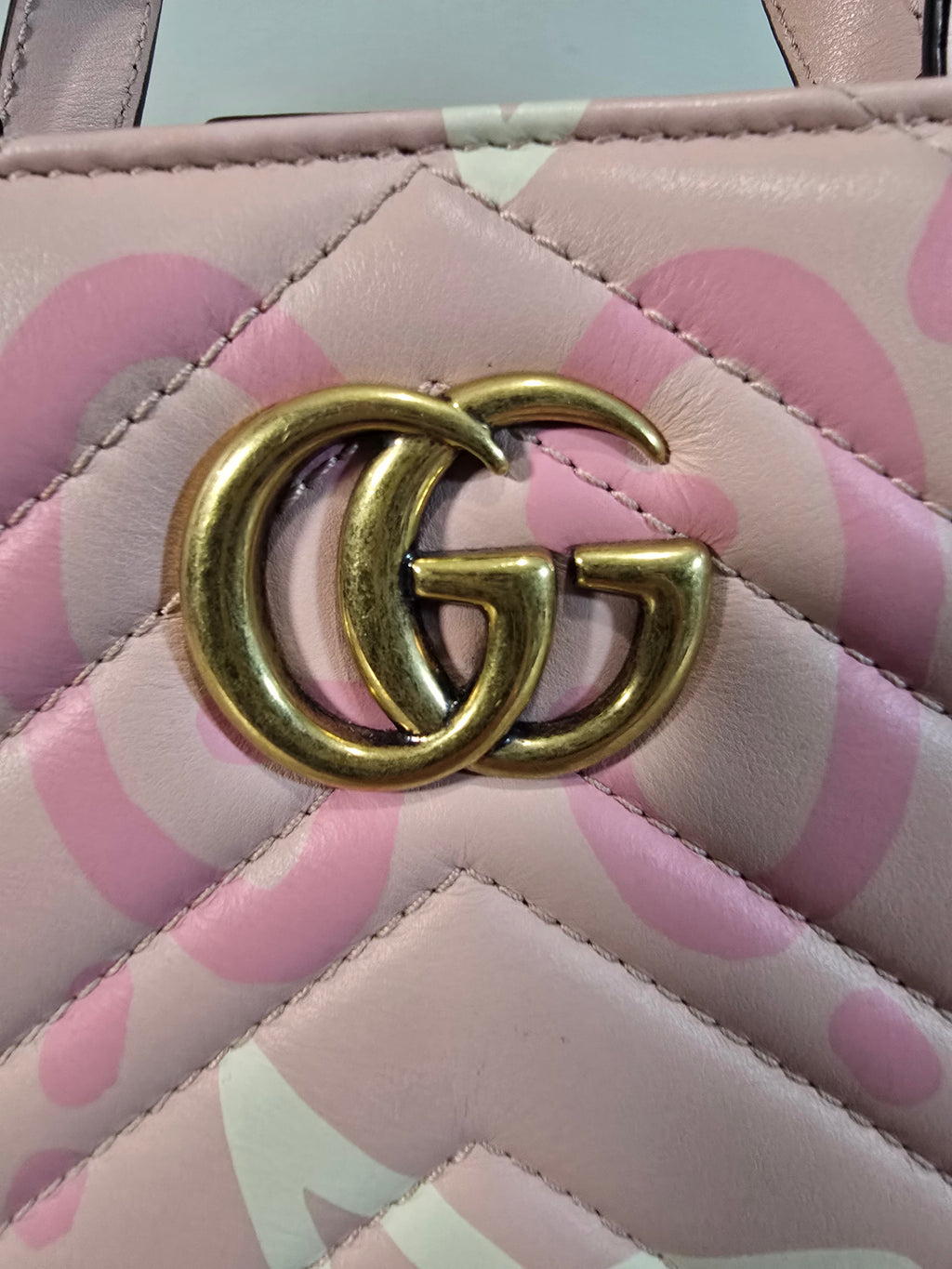 Gucci GucciGhost Small GG Marmont Shoulder Bag Pink Gold Hardware