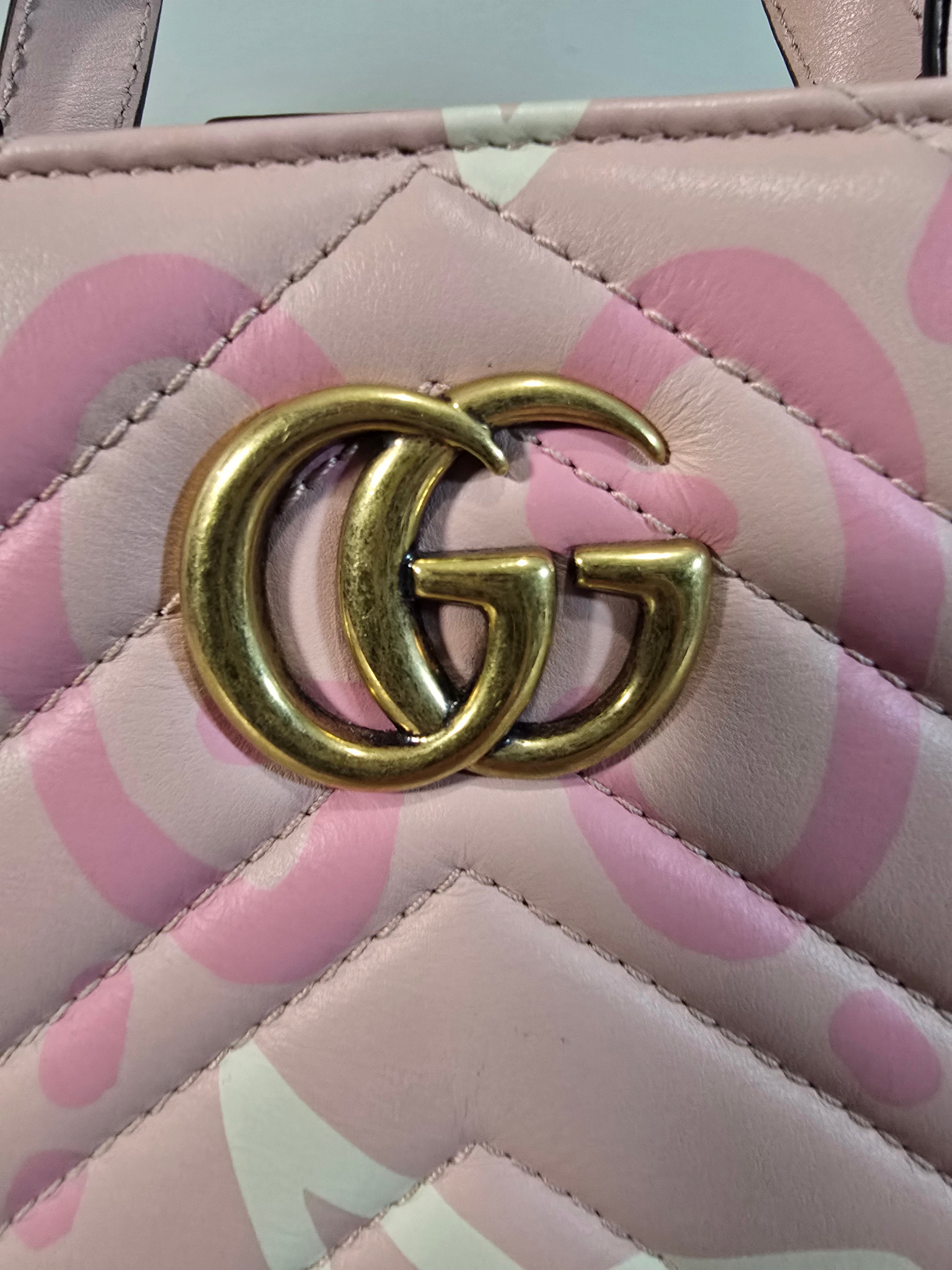 Gucci GucciGhost Small GG Marmont Shoulder Bag Pink Gold Hardware