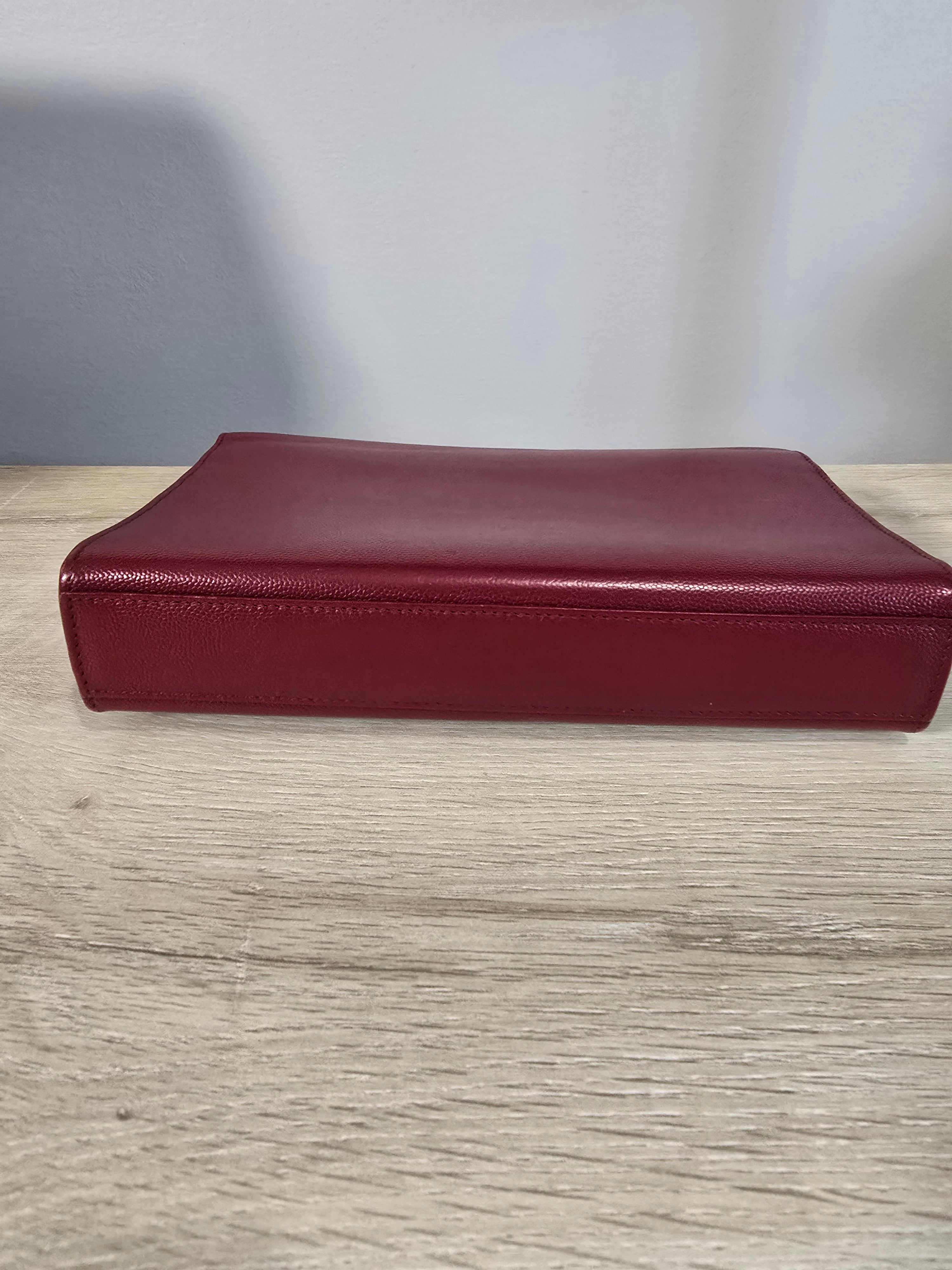 Saint Laurent Medium Leather Monogram Kate Crossbody Dark Red Silver Hardware