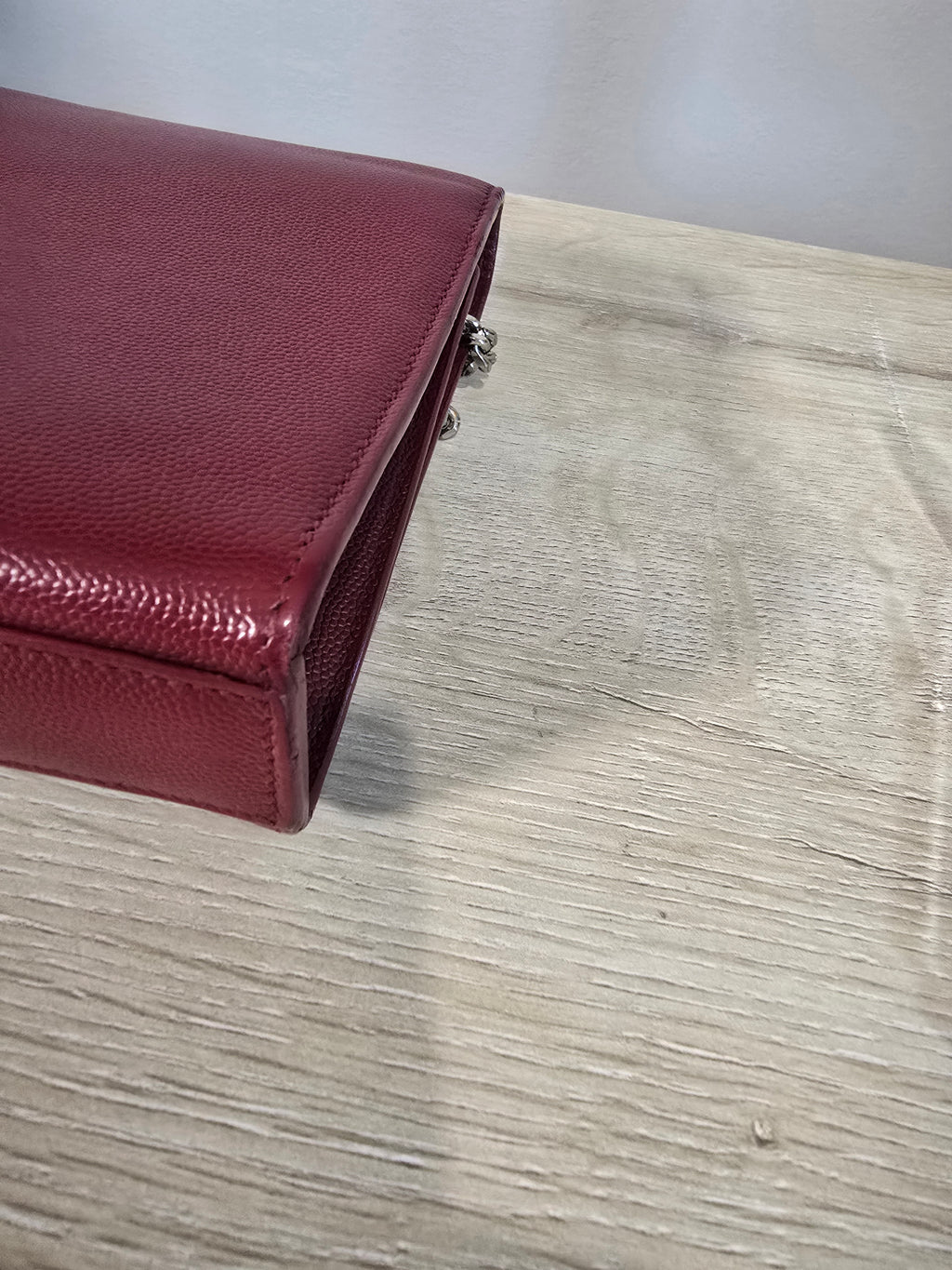 Saint Laurent Medium Leather Monogram Kate Crossbody Dark Red Silver Hardware