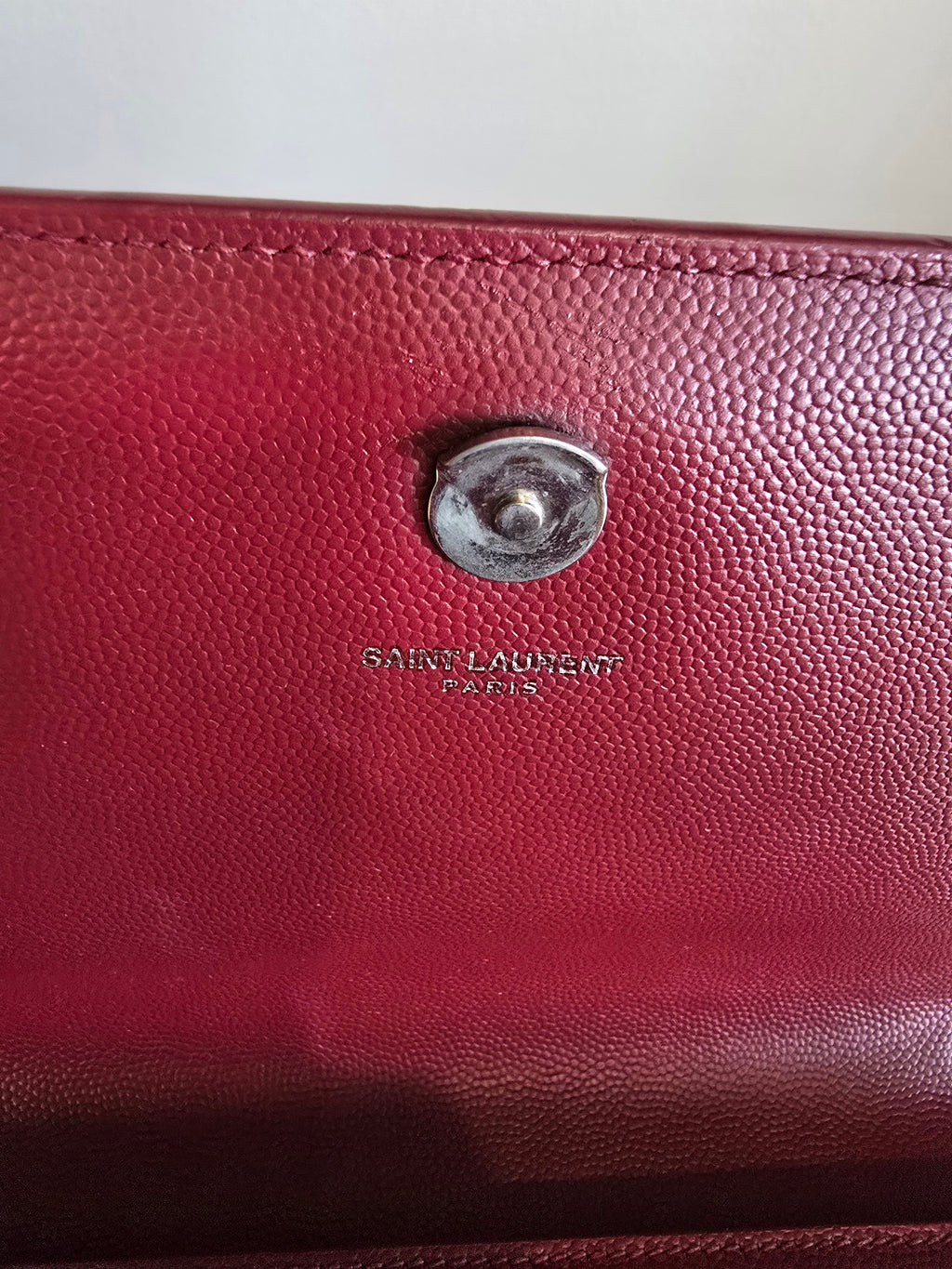 Saint Laurent Medium Leather Monogram Kate Crossbody Dark Red Silver Hardware
