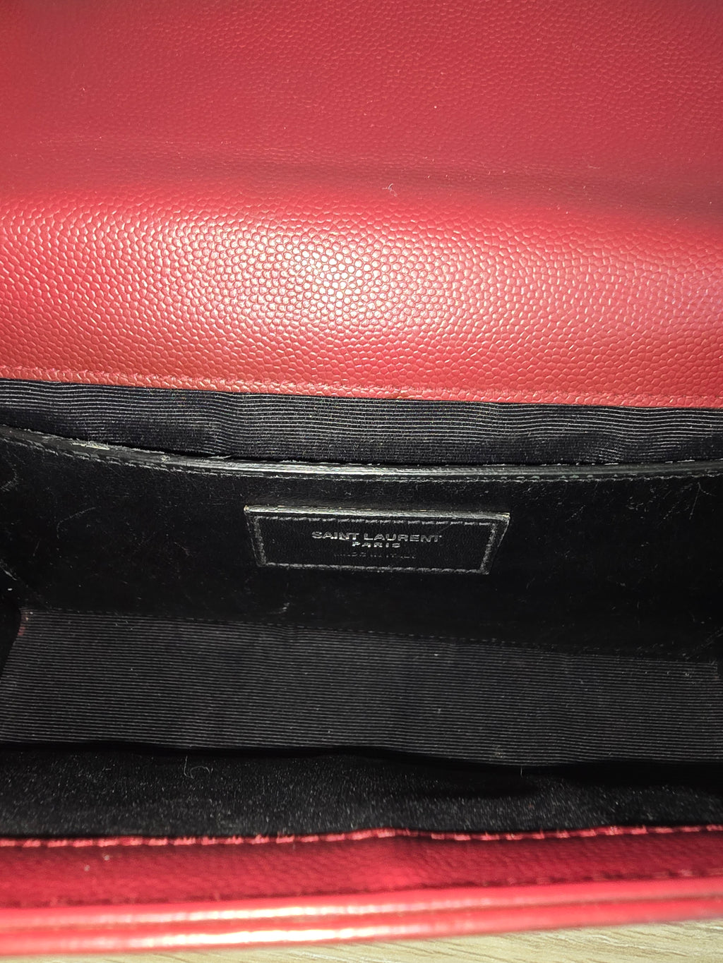 Saint Laurent Medium Leather Monogram Kate Crossbody Dark Red Silver Hardware
