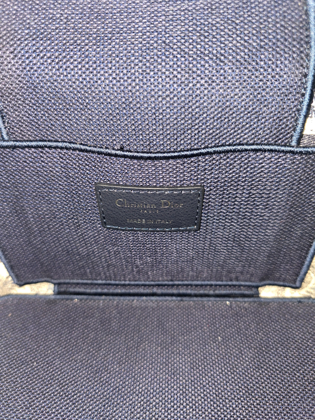 Christian Dior Travel Vanity Case Blue Oblique Embroidery Silver Hardware