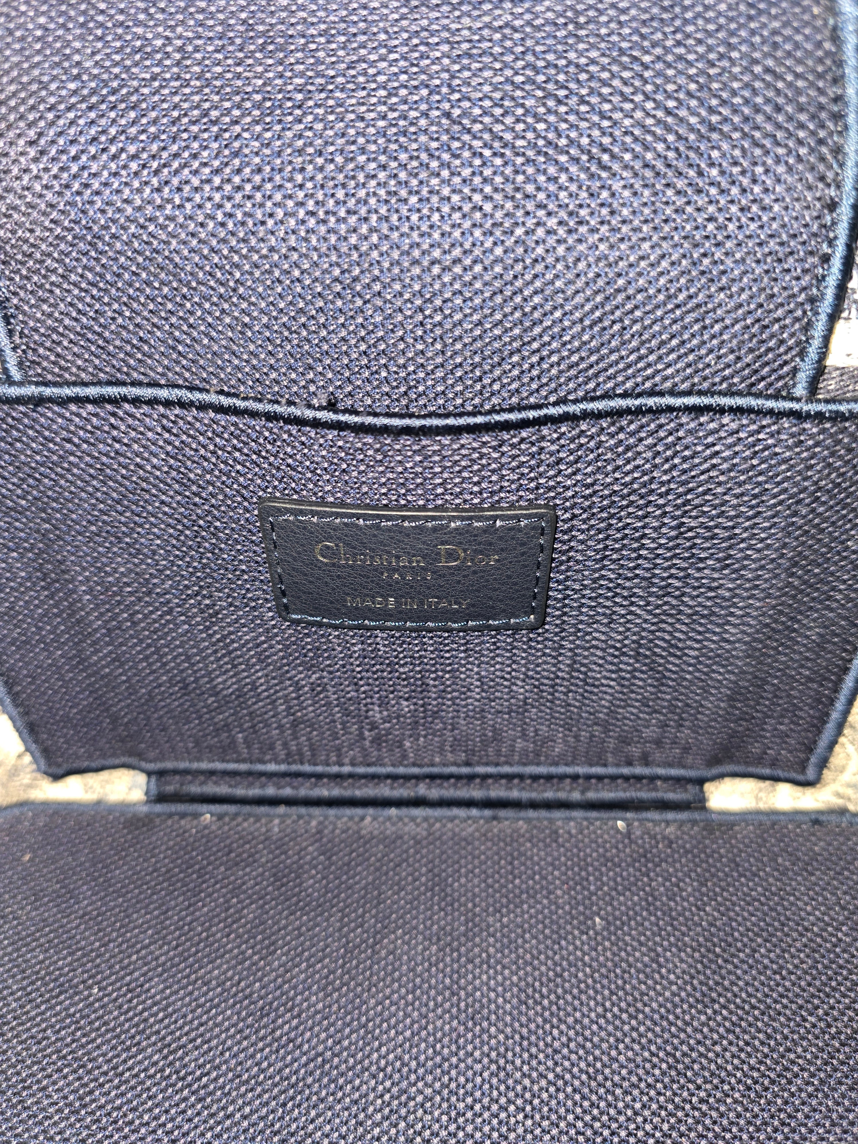Christian Dior Travel Vanity Case Blue Oblique Embroidery Silver Hardware