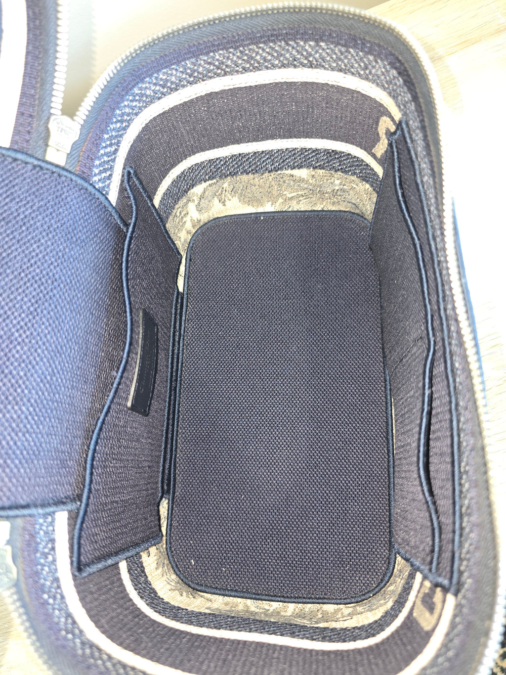 Christian Dior Travel Vanity Case Blue Oblique Embroidery Silver Hardware