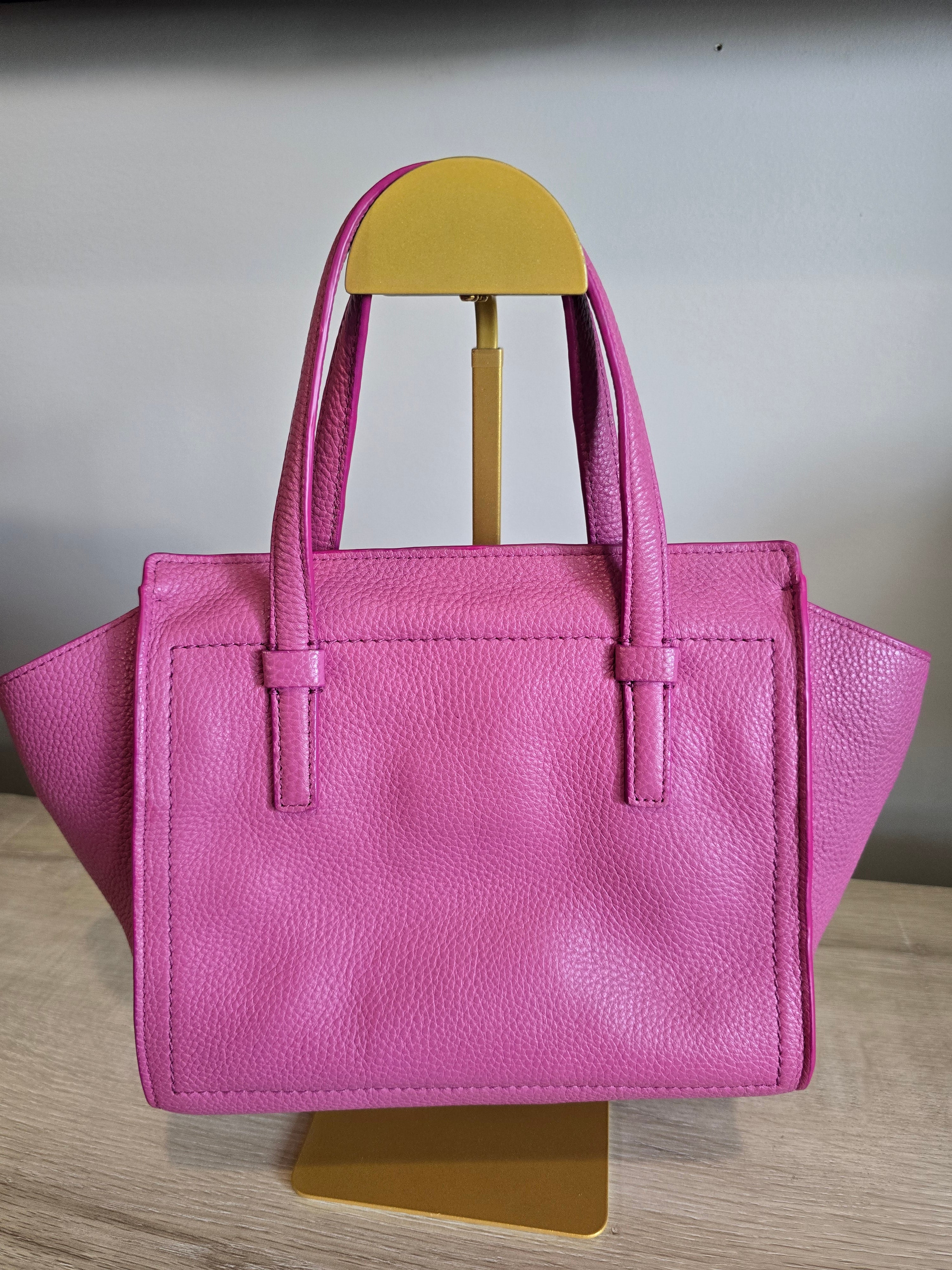 Salvatore Ferragamo Amy Tote Magenta Textured Leather Gold Hardware Gancini Charm