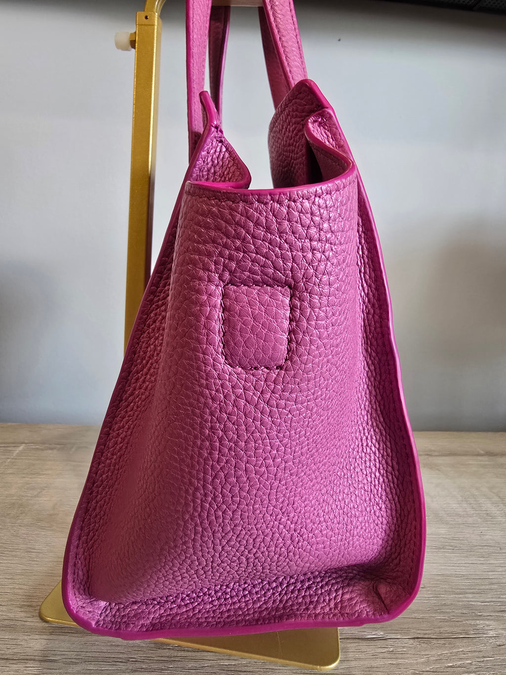 Salvatore Ferragamo Amy Tote Magenta Textured Leather Gold Hardware Gancini Charm
