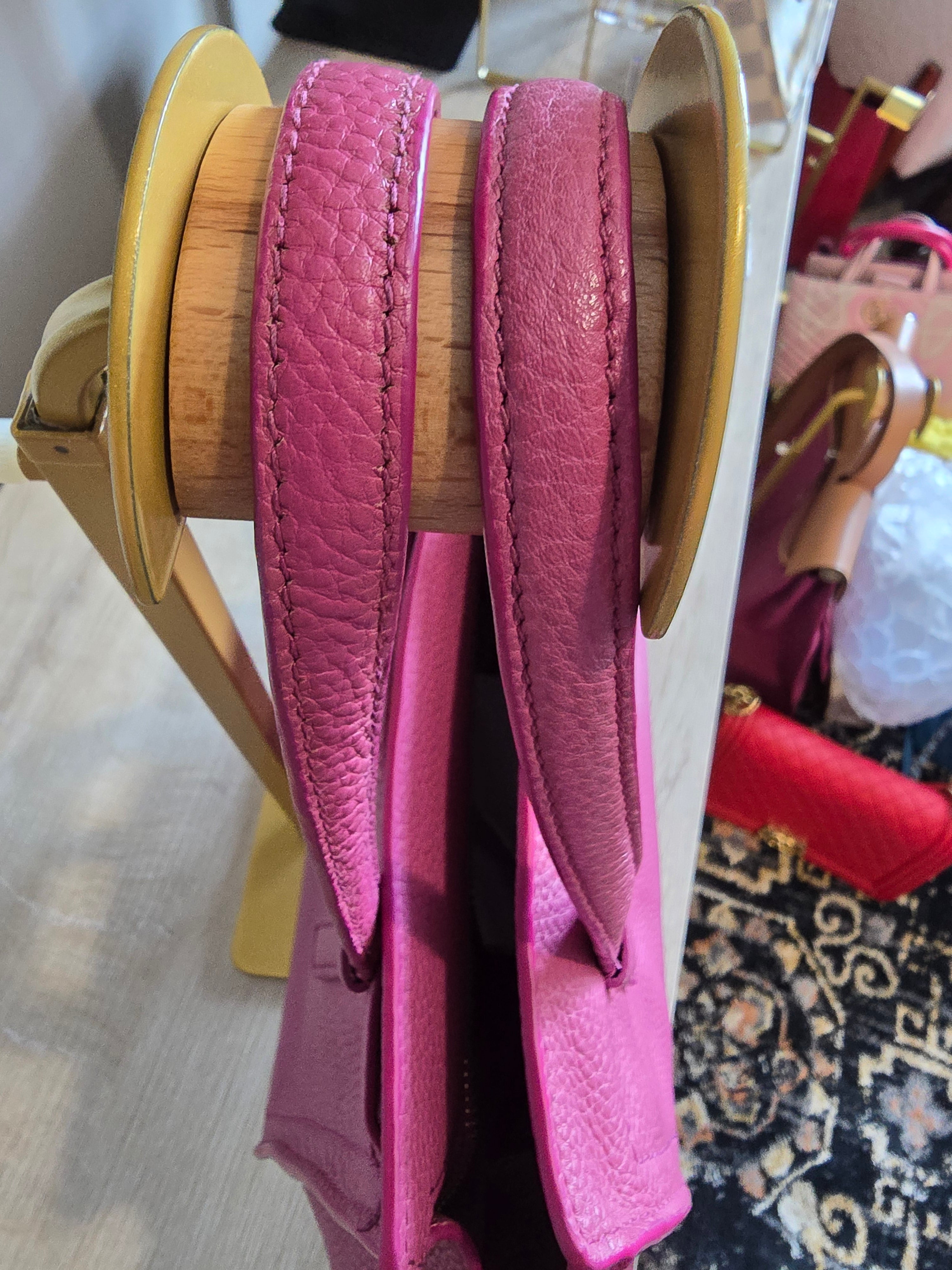 Salvatore Ferragamo Amy Tote Magenta Textured Leather Gold Hardware Gancini Charm