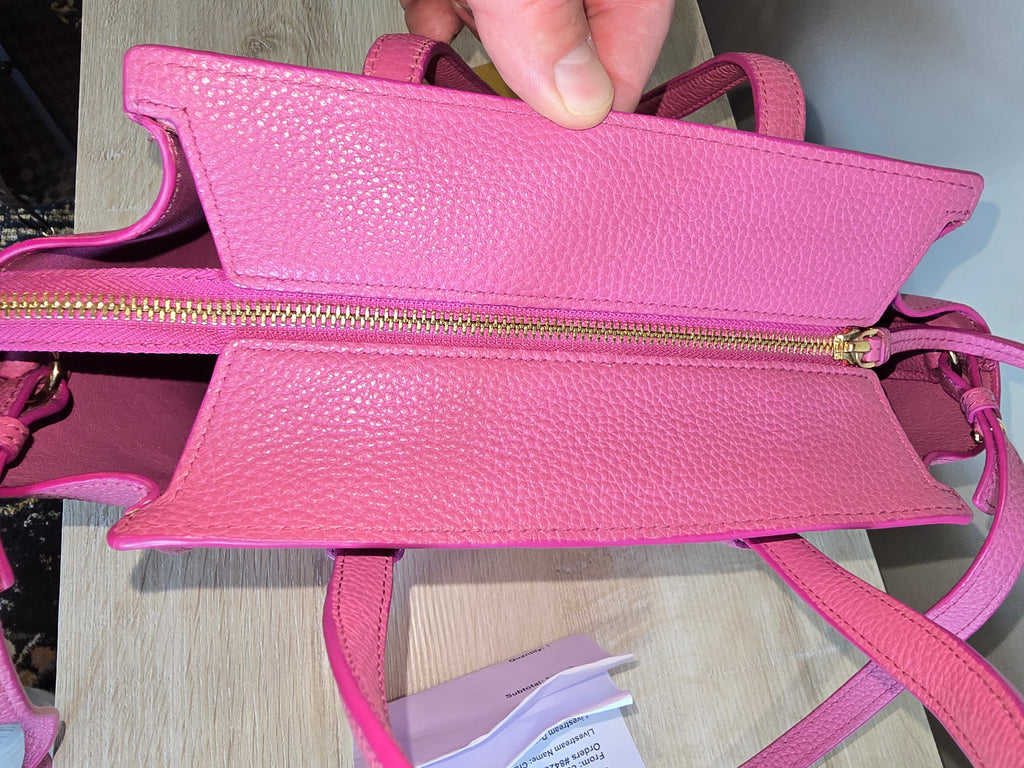 Salvatore Ferragamo Amy Tote Magenta Textured Leather Gold Hardware Gancini Charm