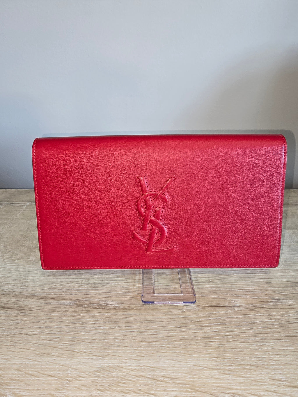 Saint Laurent Belle de Jour Clutch Red Leather Gold Hardware