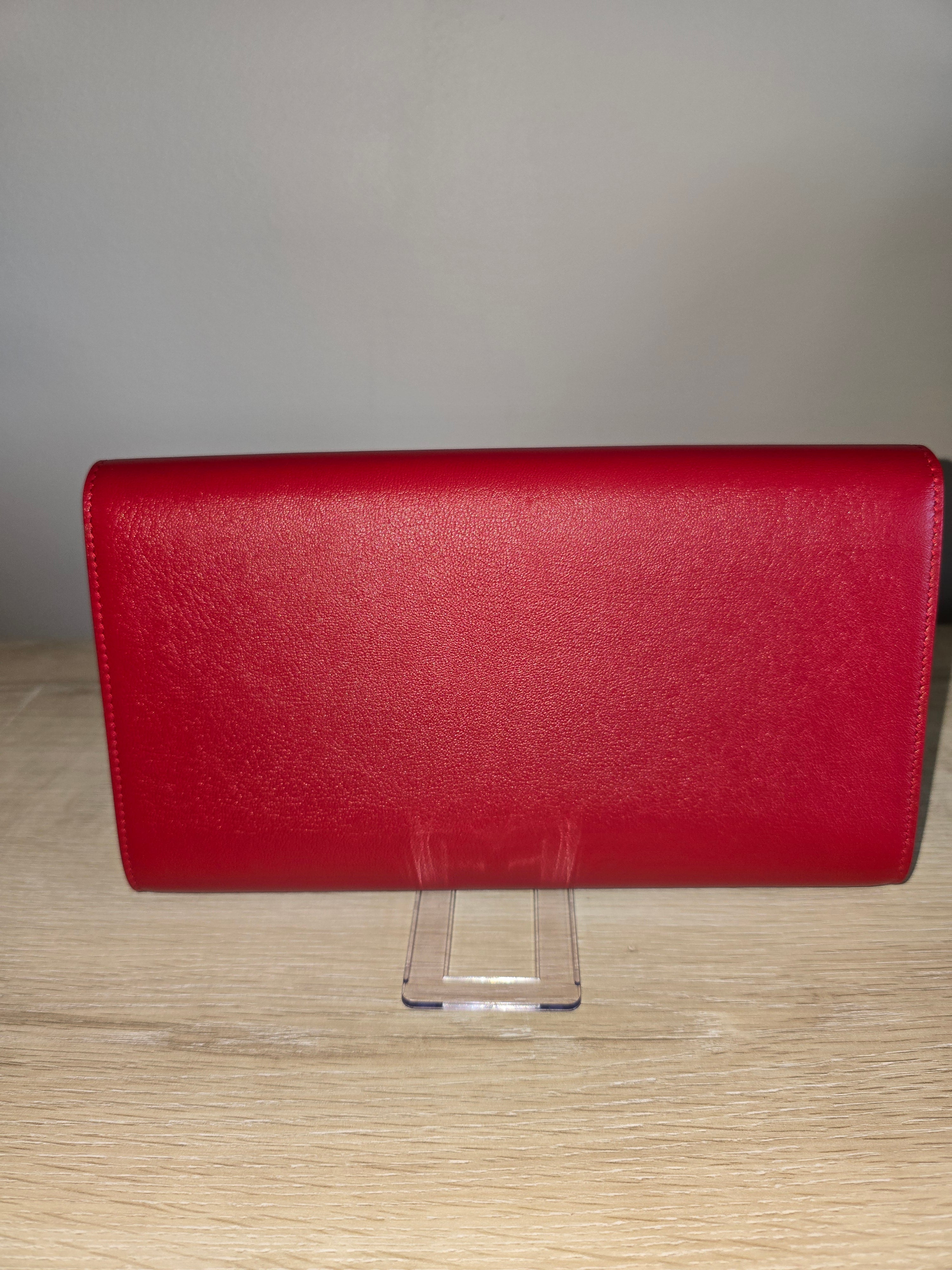 Saint Laurent Belle de Jour Clutch Red Leather Gold Hardware