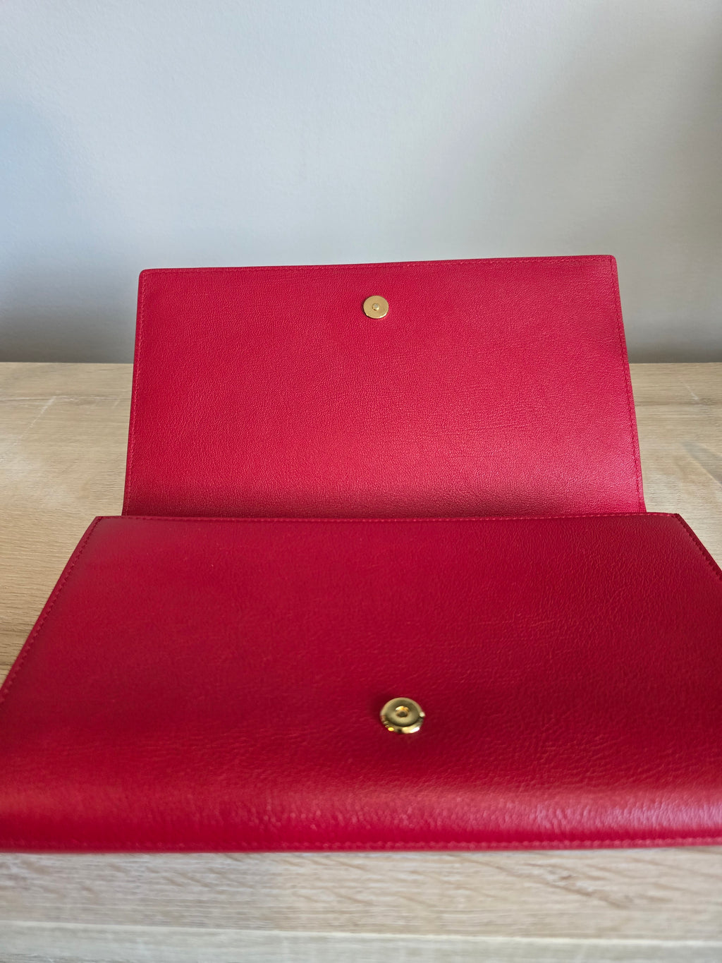 Saint Laurent Belle de Jour Clutch Red Leather Gold Hardware