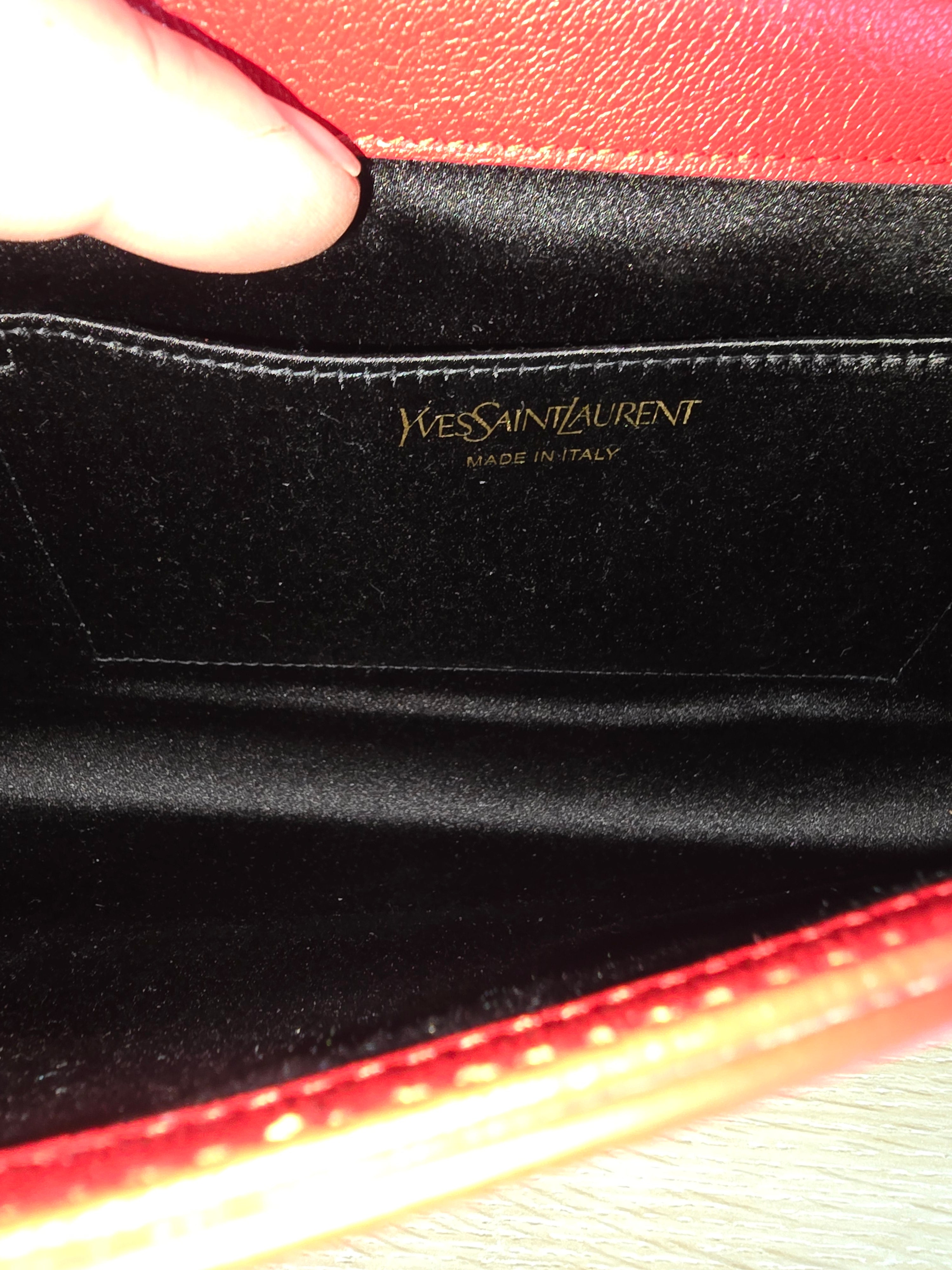 Saint Laurent Belle de Jour Clutch Red Leather Gold Hardware