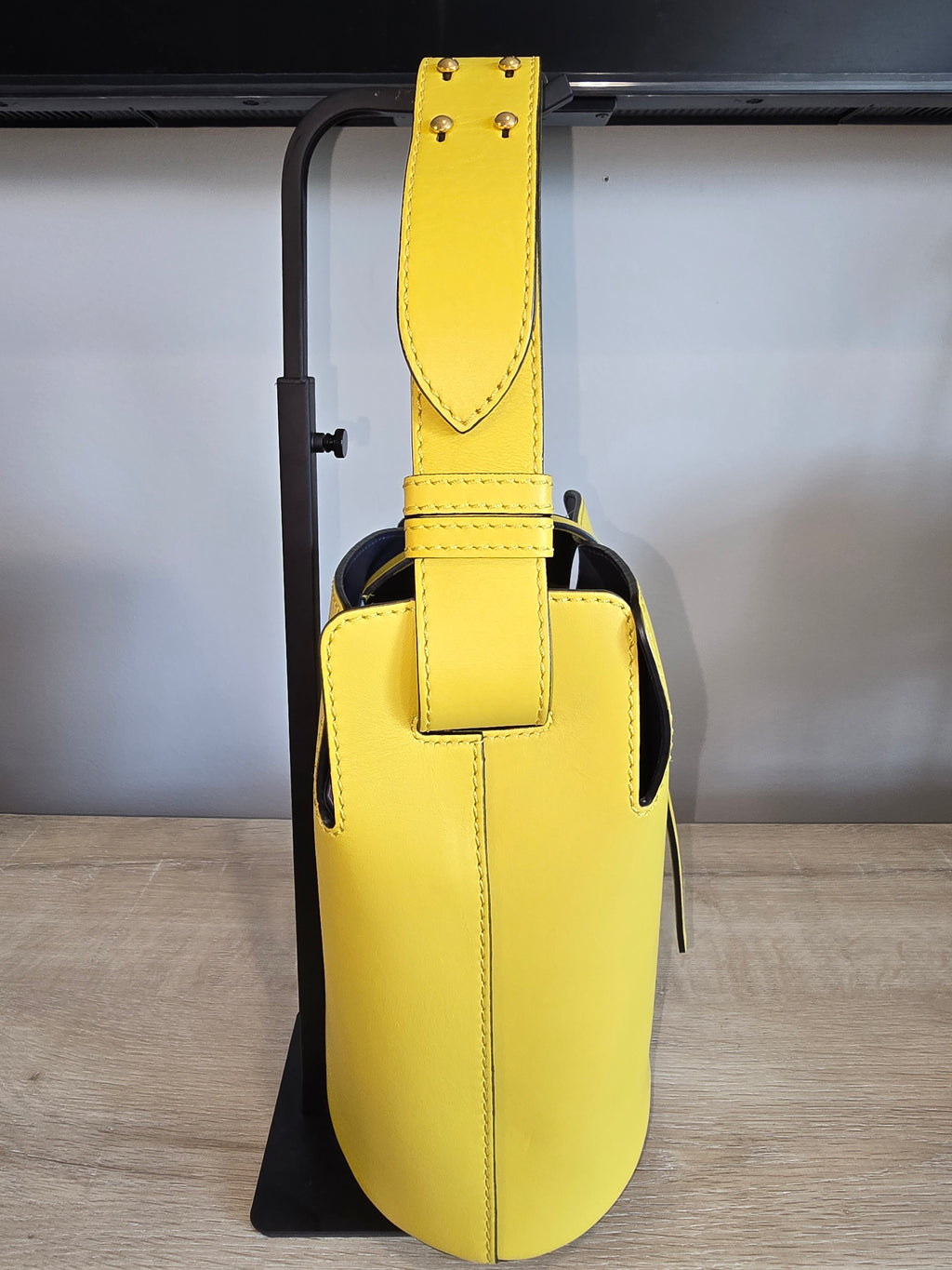 Burberry Small Leather Bucket Bag Yellow Gold Hardware