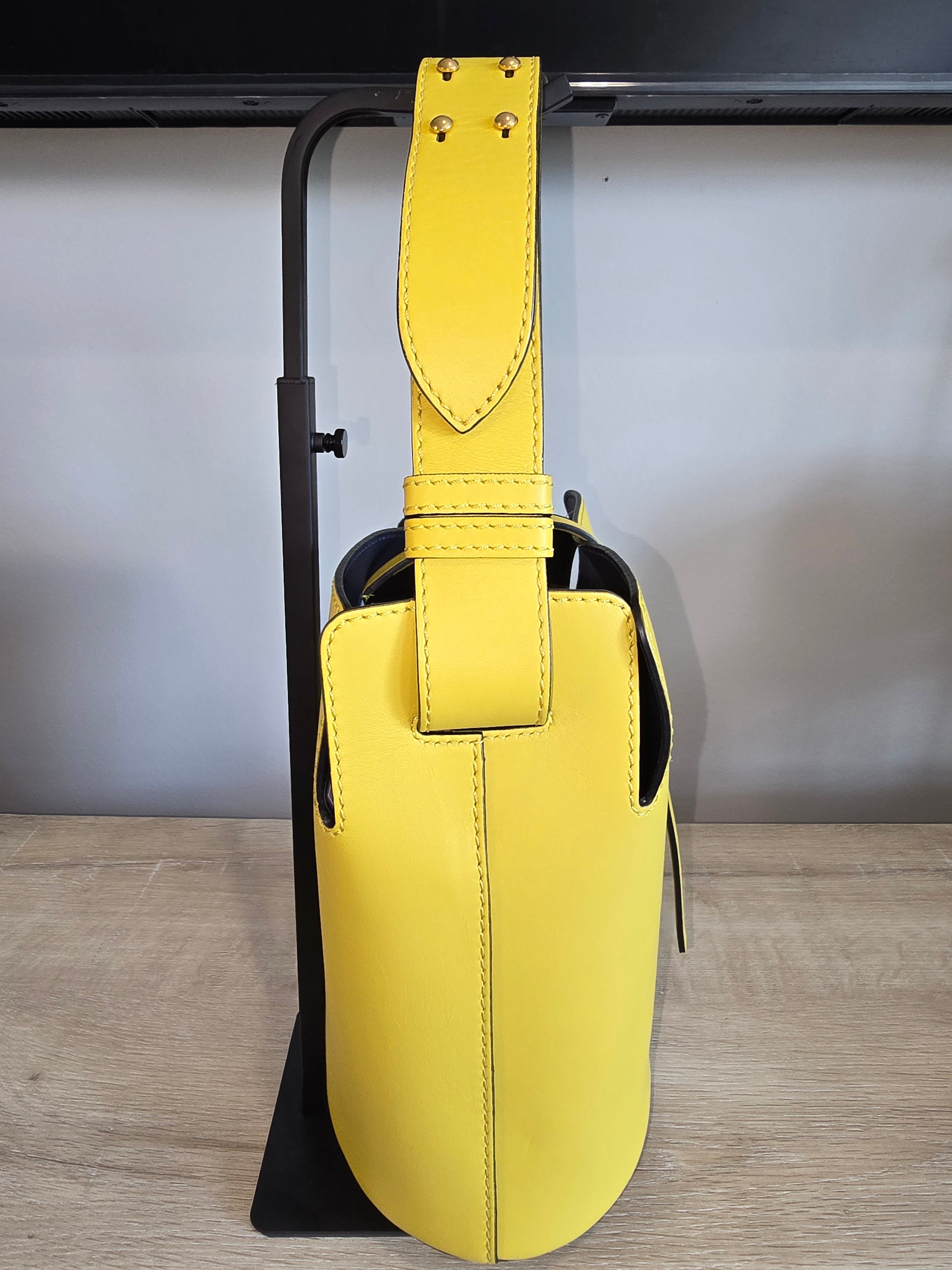 Burberry Small Leather Bucket Bag Yellow Gold Hardware