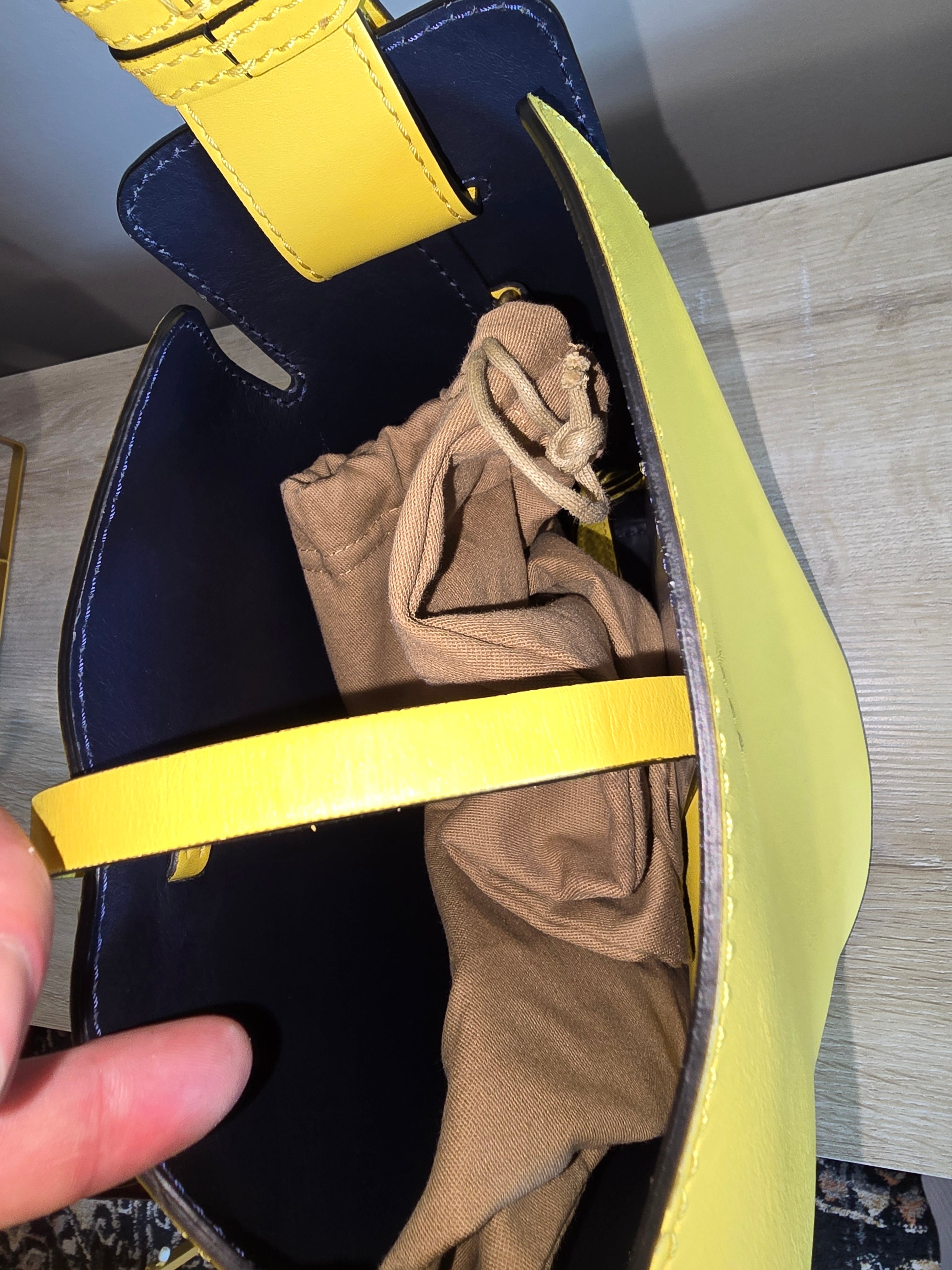 Burberry Small Leather Bucket Bag Yellow Gold Hardware