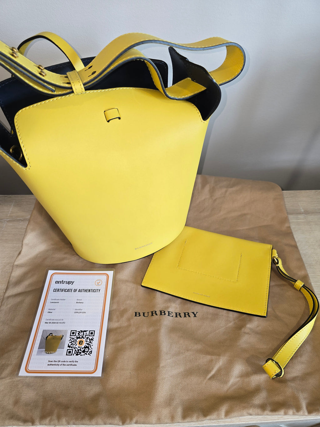 Burberry Small Leather Bucket Bag Yellow Gold Hardware