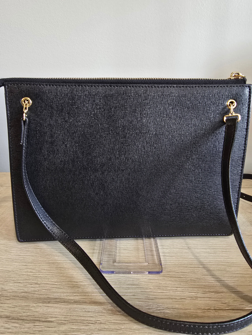 Fendi Monster Crossbody Bag Black Leather Gold Eyes Studs
