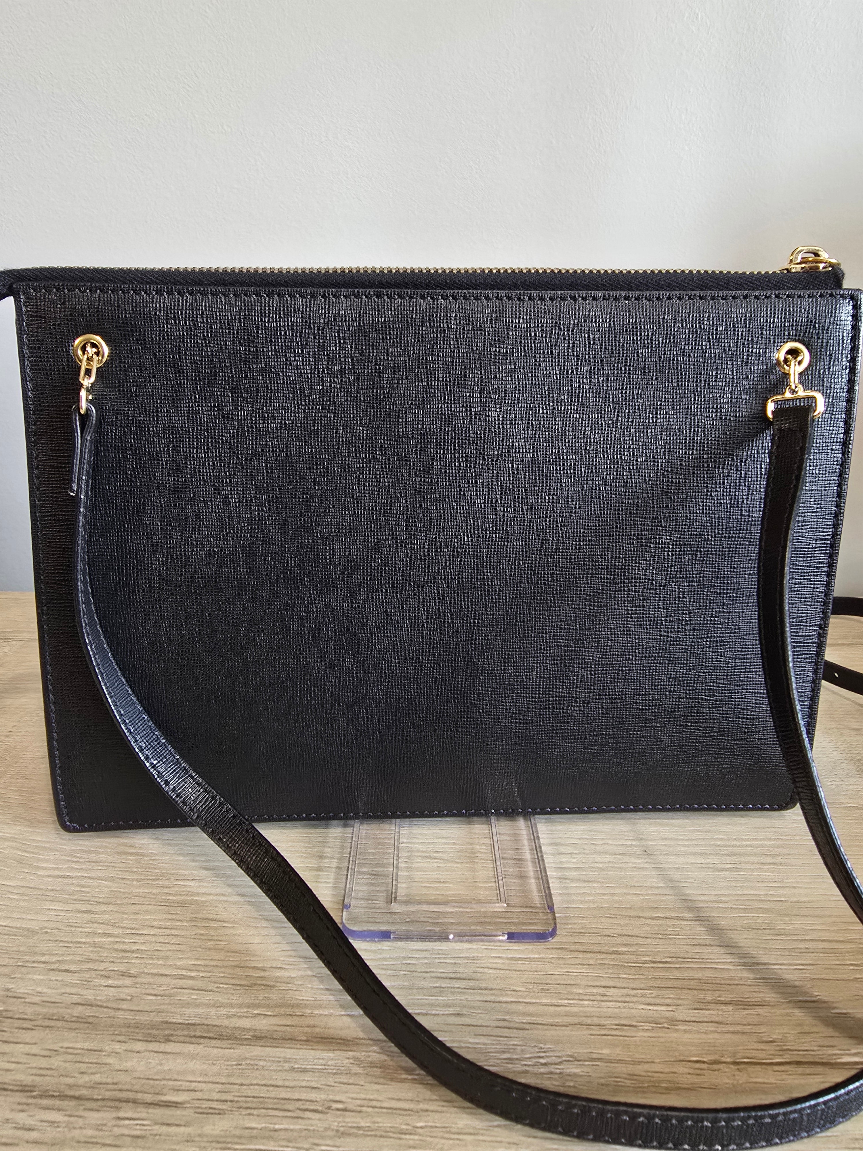 Fendi Monster Crossbody Bag Black Leather Gold Eyes Studs