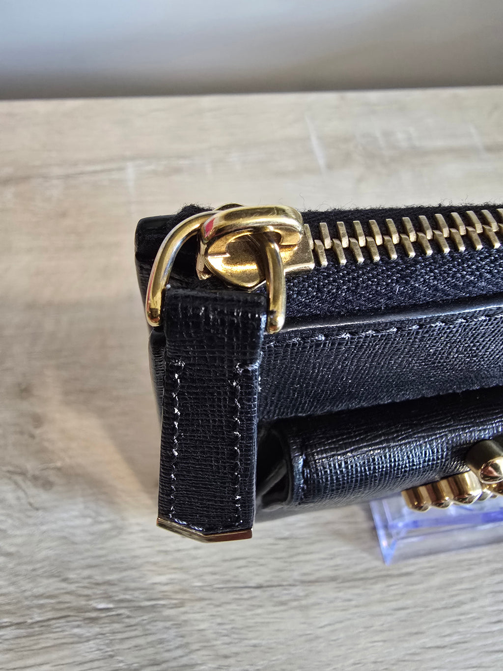Fendi Monster Crossbody Bag Black Leather Gold Eyes Studs