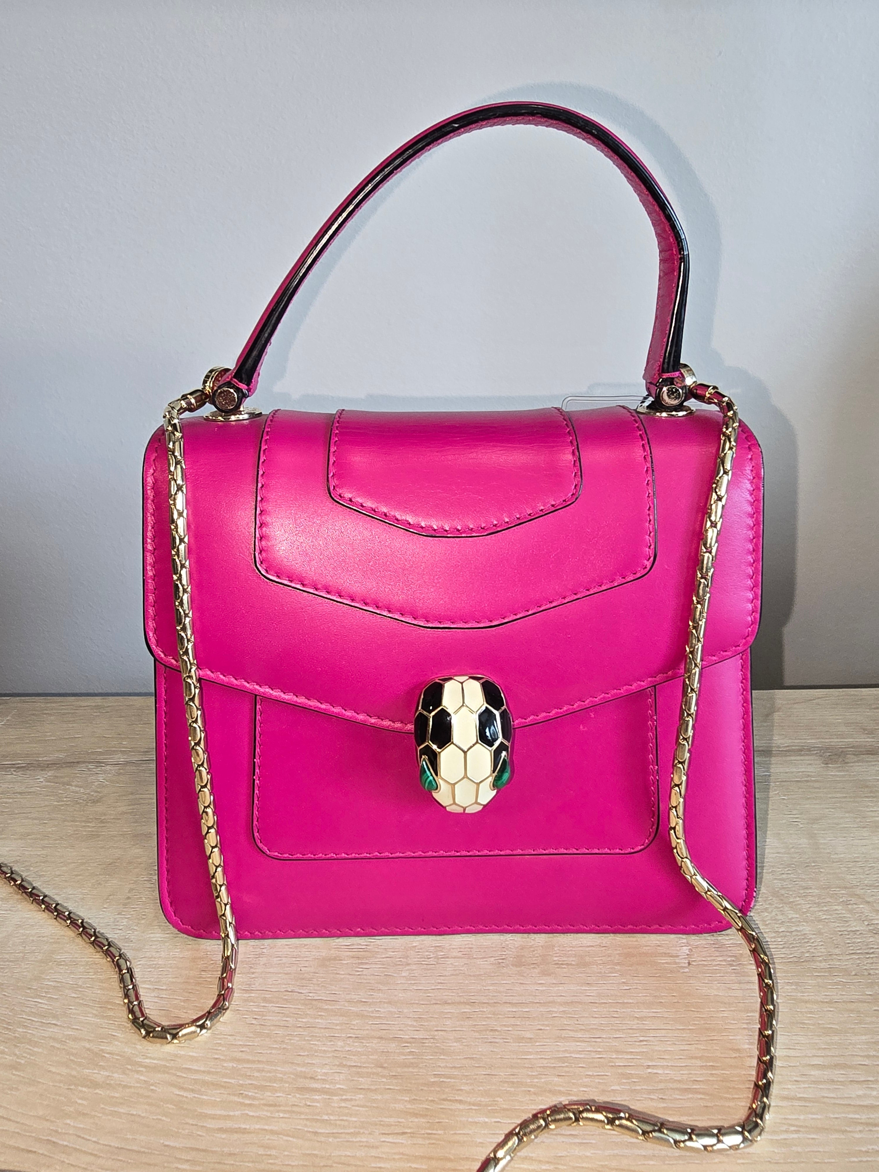 Bvlgari Serpenti Forever Small Top Handle Bag Pink Leather Gold Hardware