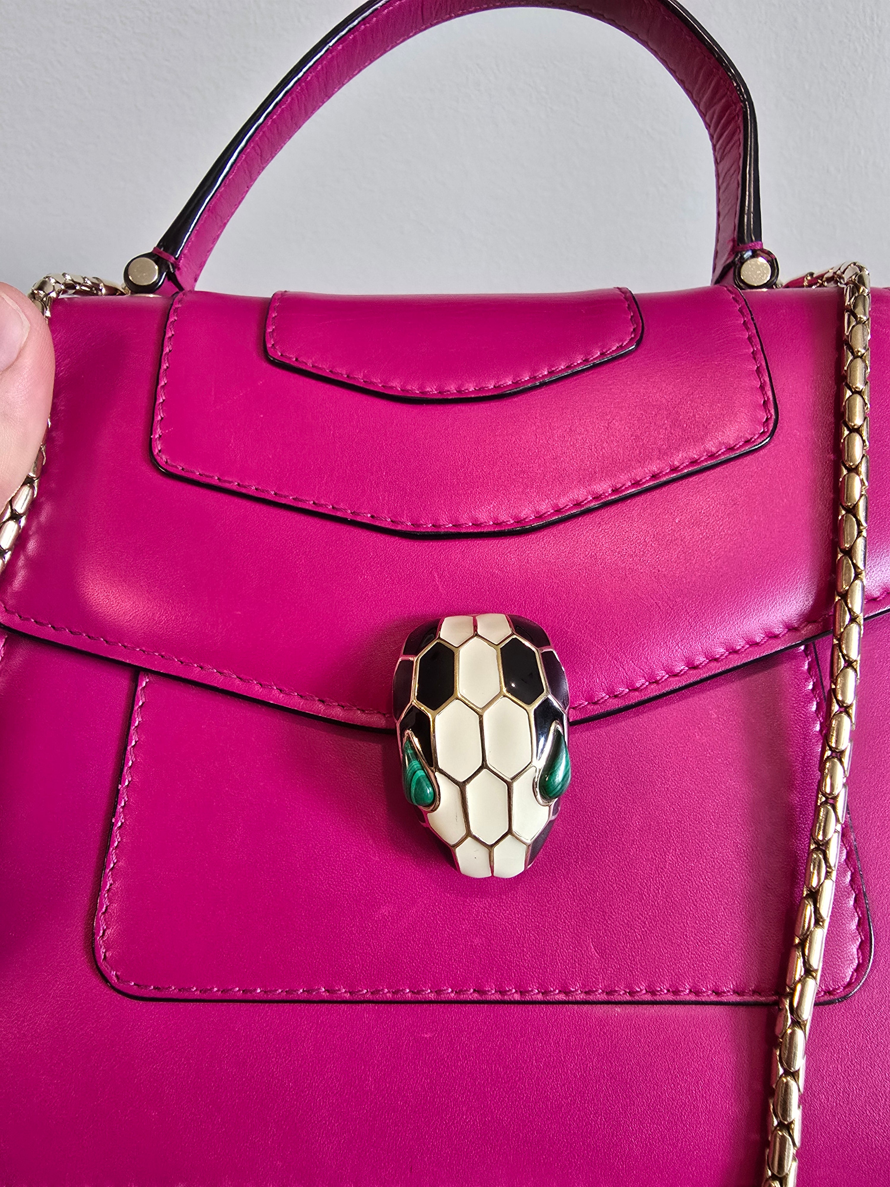 Bvlgari Serpenti Forever Small Top Handle Bag Pink Leather Gold Hardware